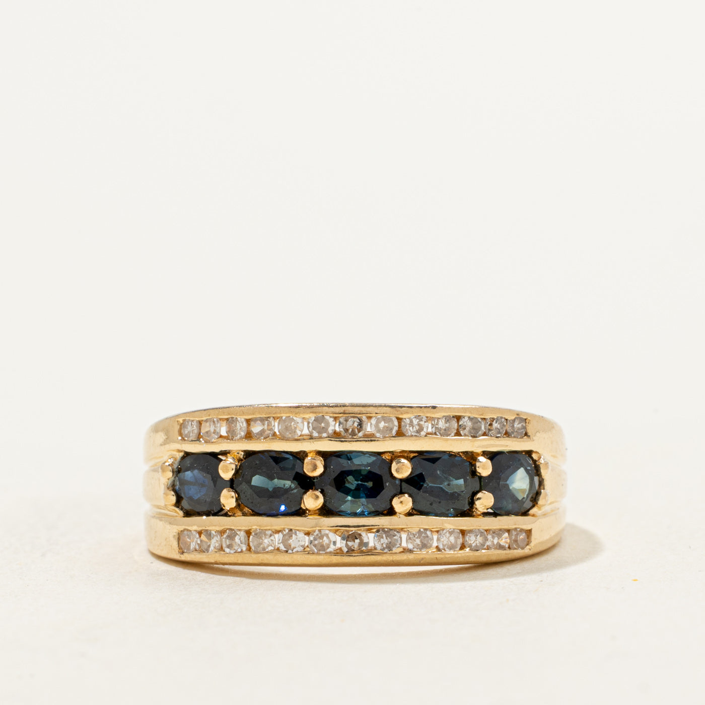 Diamond & Sapphire Tapered Band | 1.20ctw, 0.23ctw | SZ 6 |