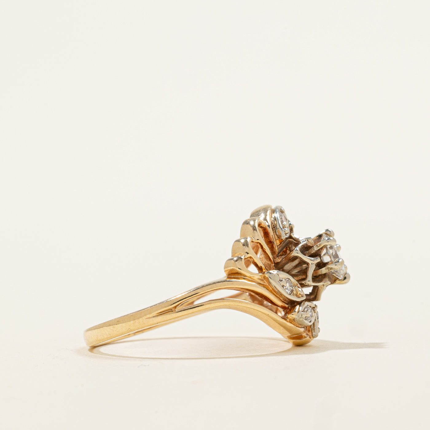 Flower Design Spiral Diamond Ring | 0.48ctw | SZ 8.25 |