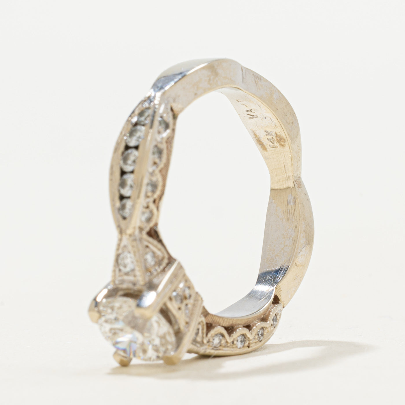 Milgrain Diamond Side Stone Engagement Ring | 1.41ctw | SZ 6.25 |