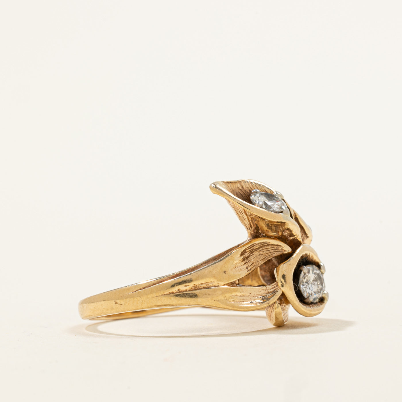 Bague florale en diamants | 0,6 ct | Taille 7,75 |