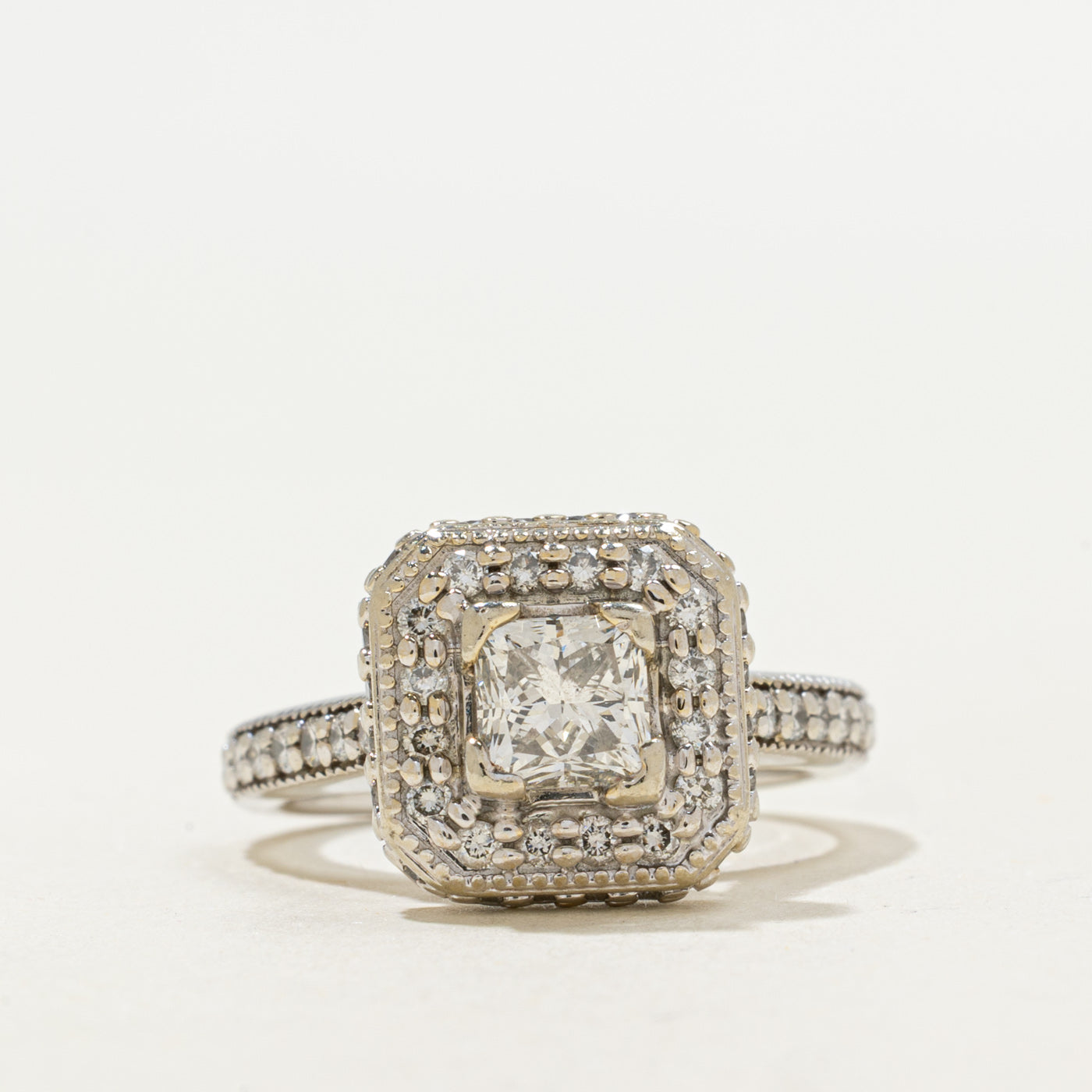 Diamond Halo Cathedral Engagement Ring | 1.74ctw | SZ 6 |