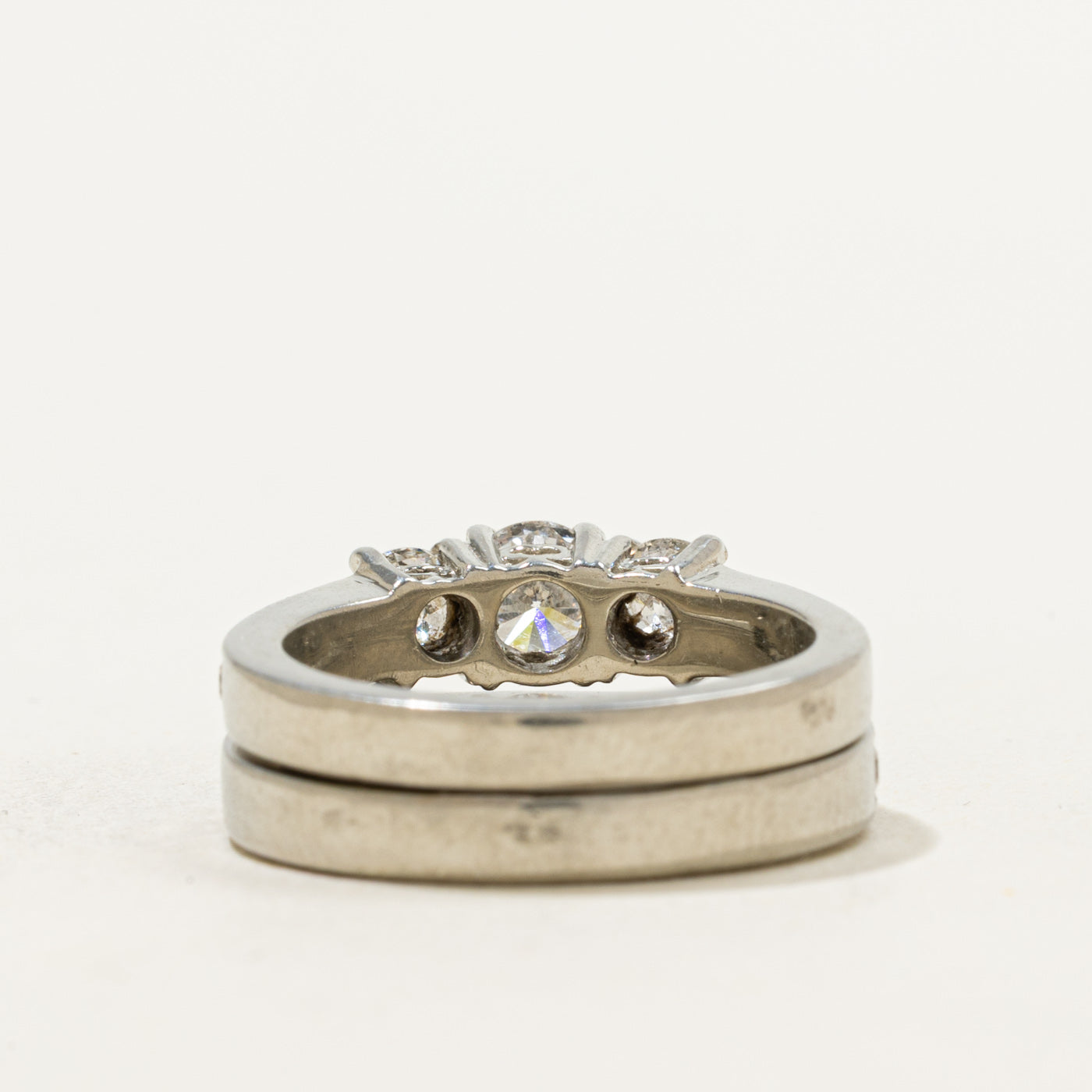 Ensemble de mariage trois diamants | 1,44 ct au total | Taille 5,5 |