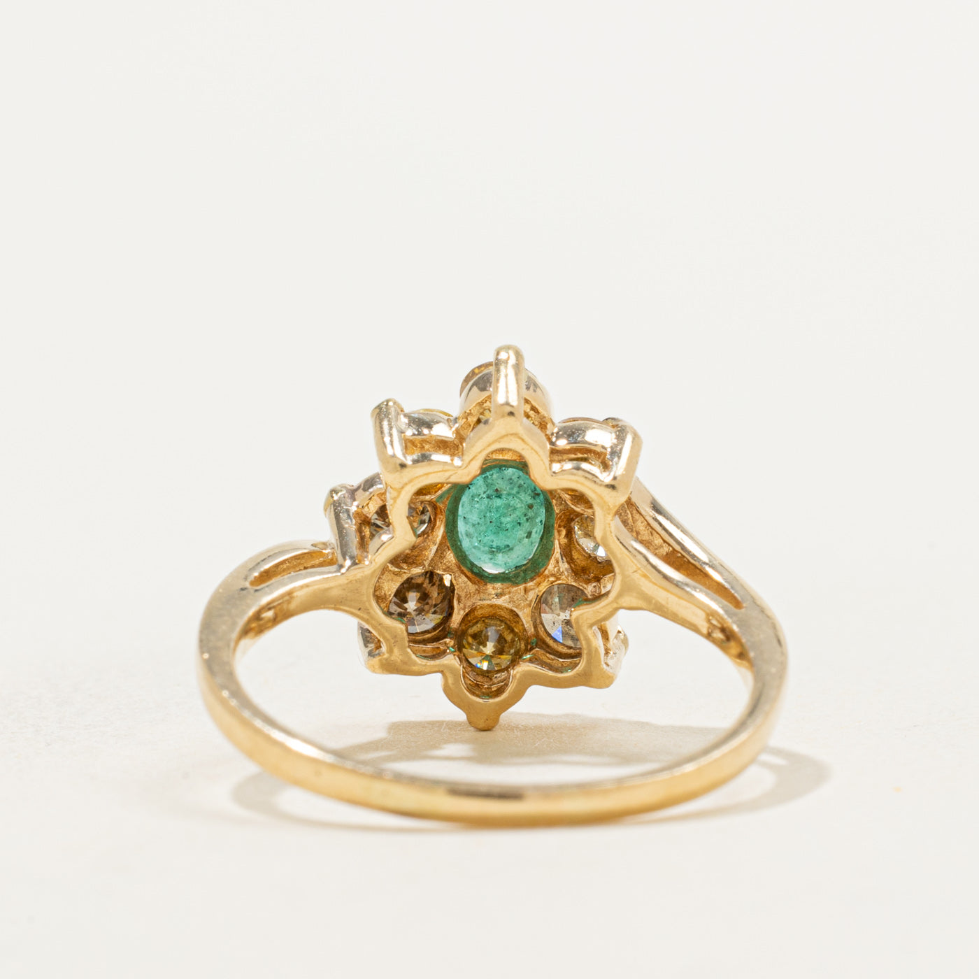 Emerald & Gradient Yellow Diamond Cocktail Ring | 0.80ctw, 0.40ct | SZ 7 |