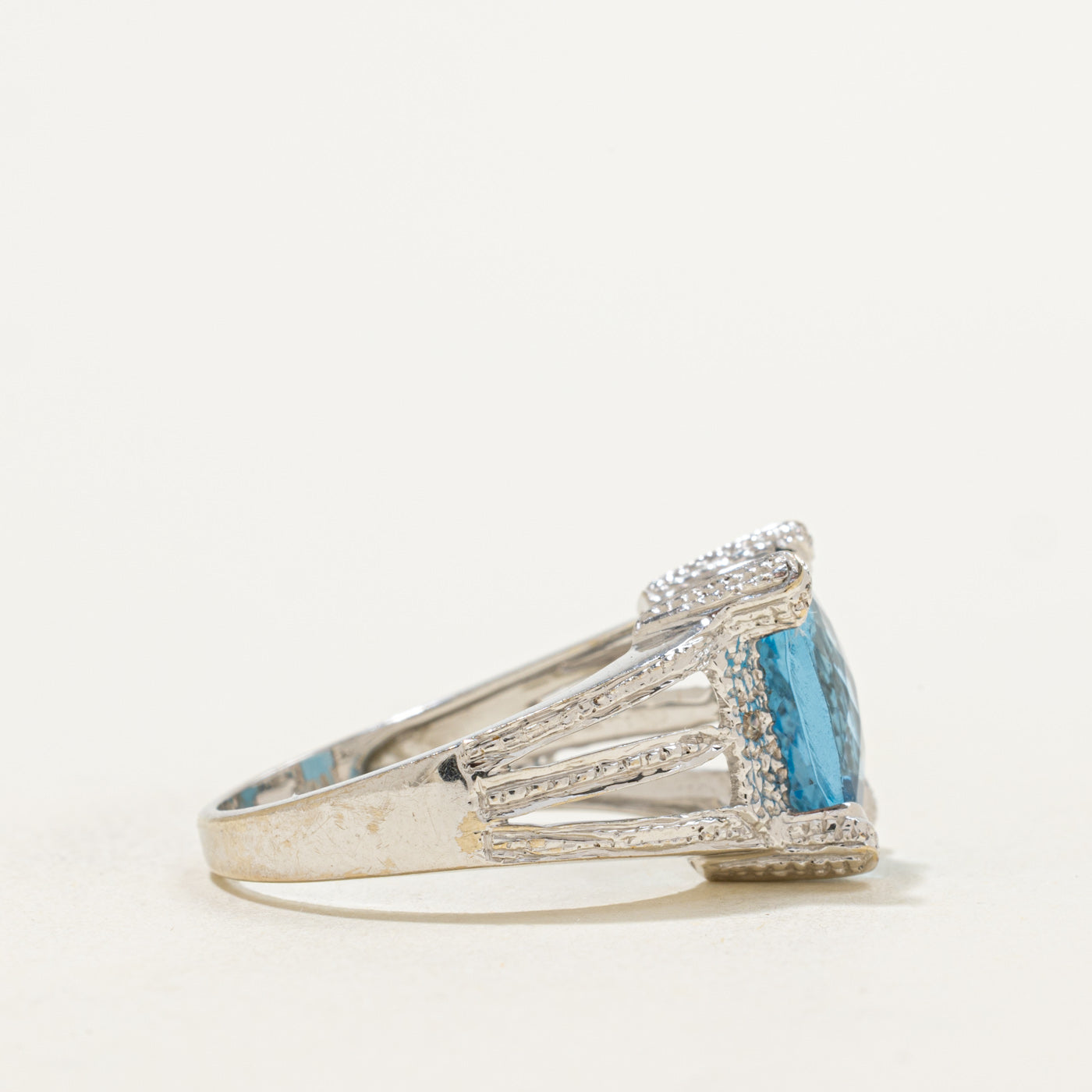 Blue Topaz & Diamond Cocktail Ring | 3.50ct, 0.01ctw | SZ 6.75 |