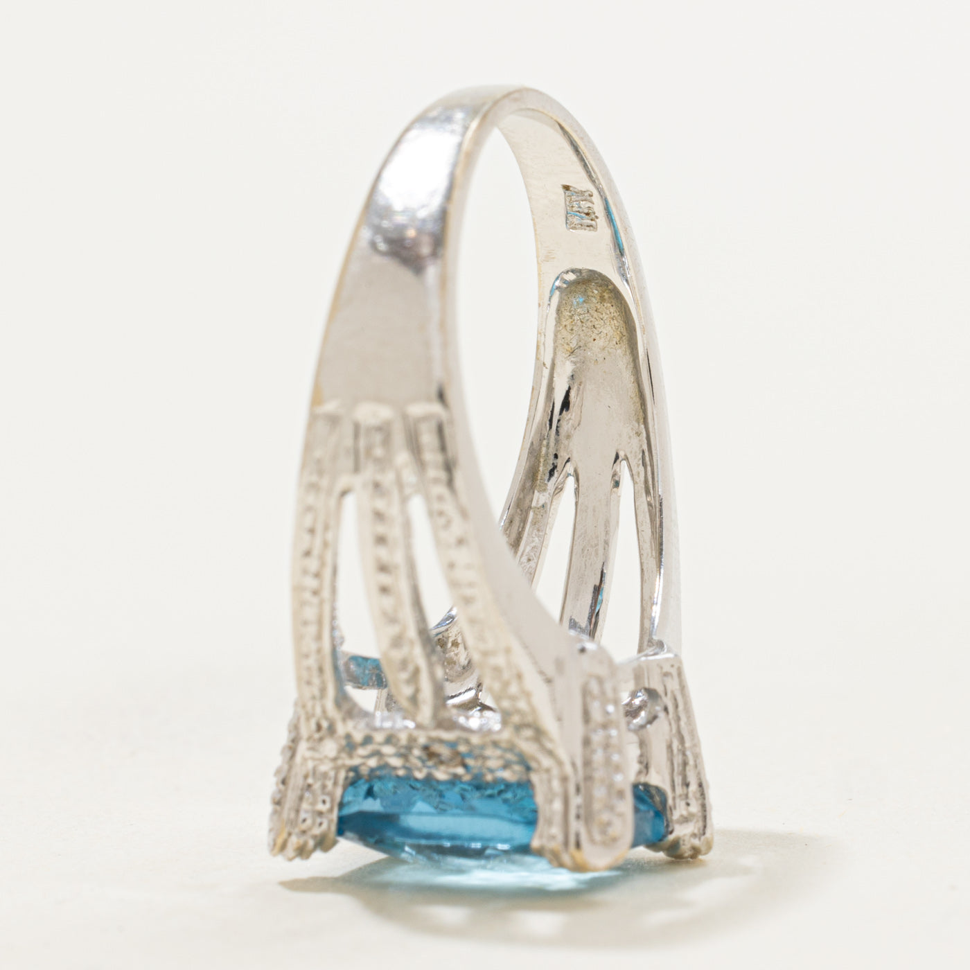 Blue Topaz & Diamond Cocktail Ring | 3.50ct, 0.01ctw | SZ 6.75 |