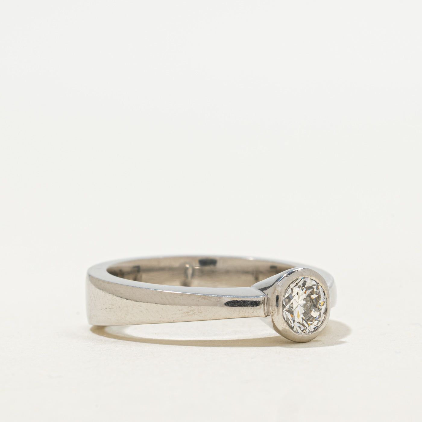 Platinum Bezel Set Canadian Diamond Engagement Ring | 0.70ct | SZ 7 |