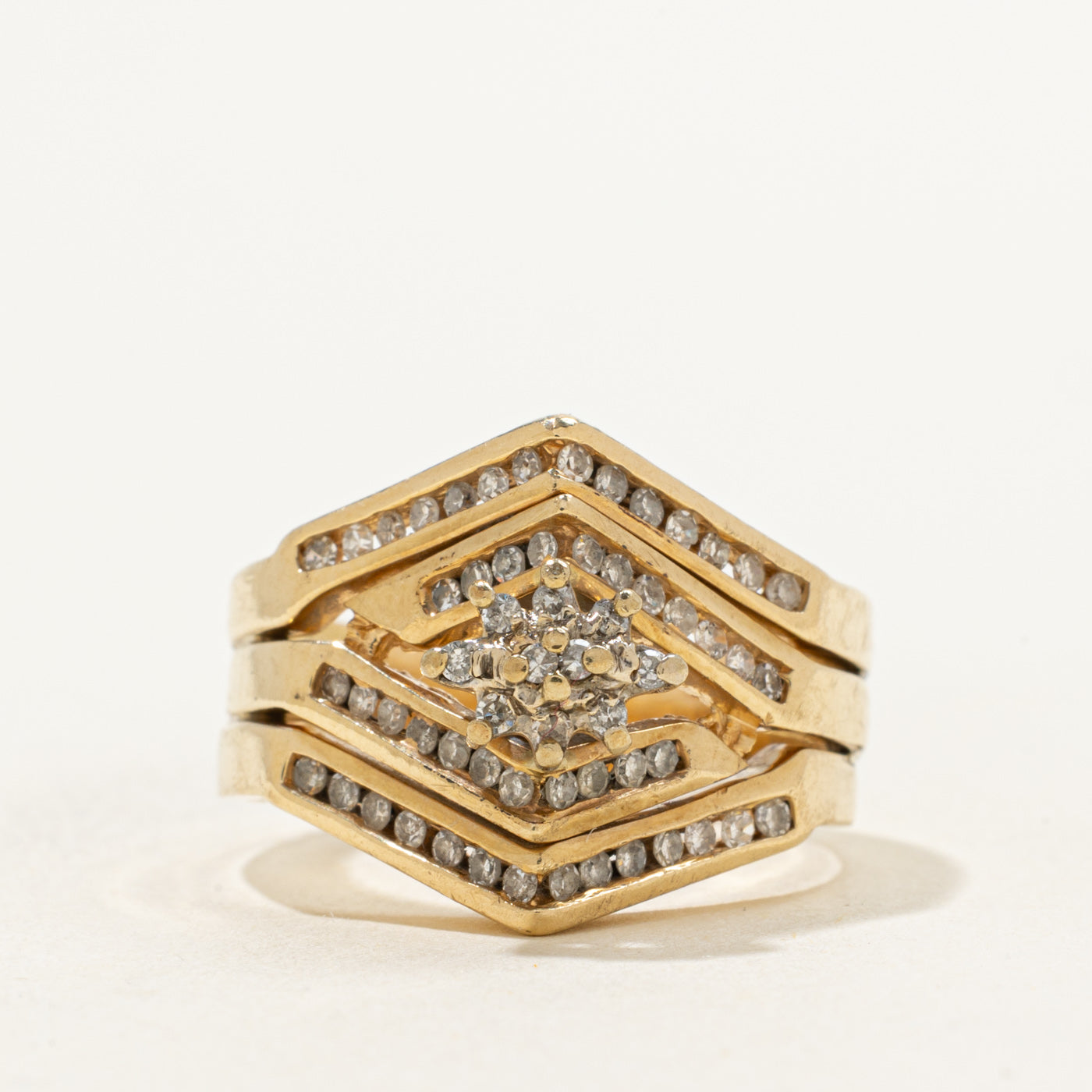 Ensemble de mariage en diamants sertis en grappe | 0,30 ct | Taille 7,75 |