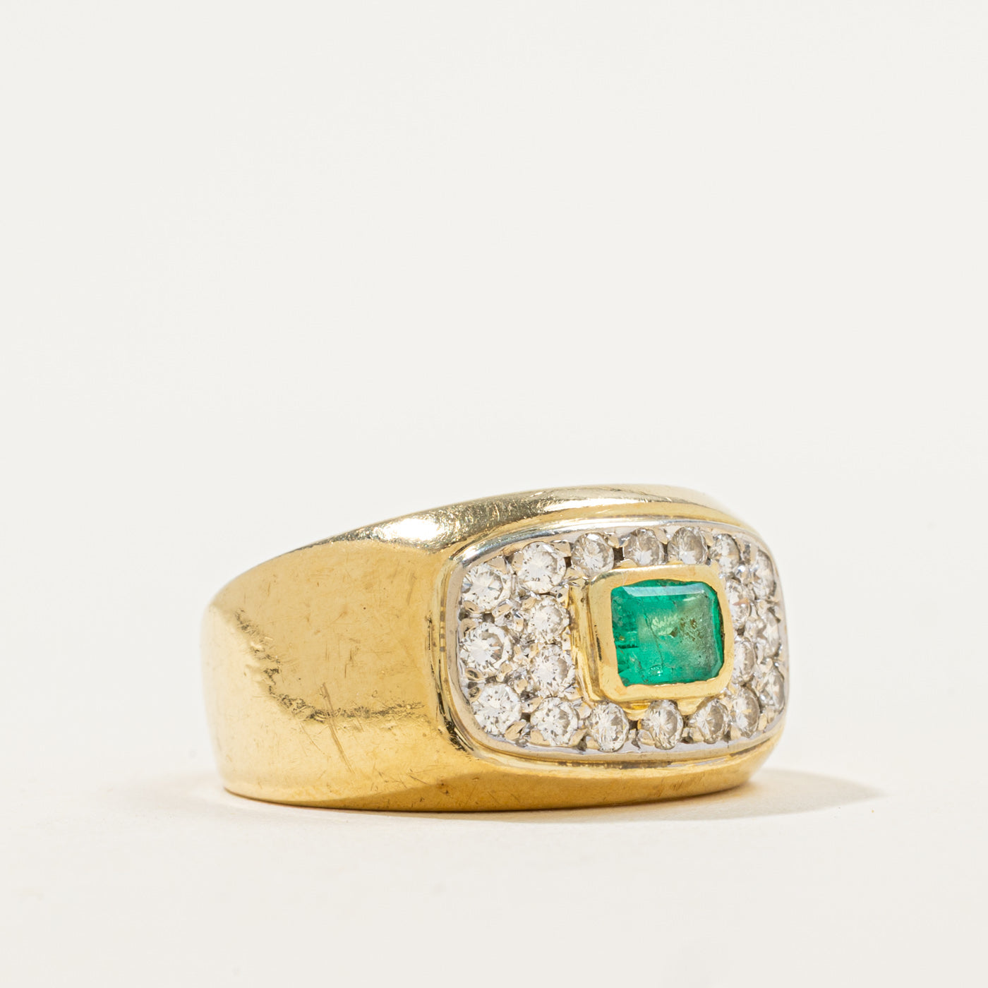 Emerald and Diamond Ring | 0.50ct Emerald, 0.50ctw Diamonds | SZ 7.5