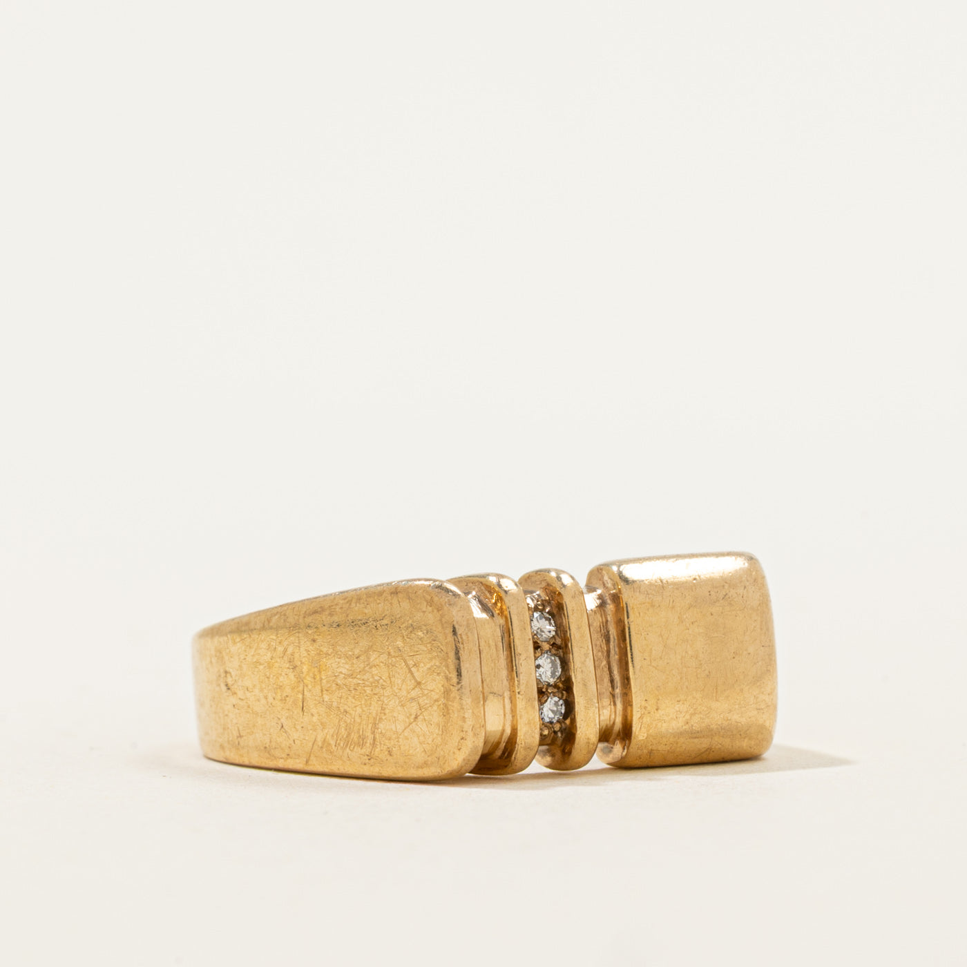 Channel Set Diamond Signet Ring | 0.015ctw | SZ 8 |