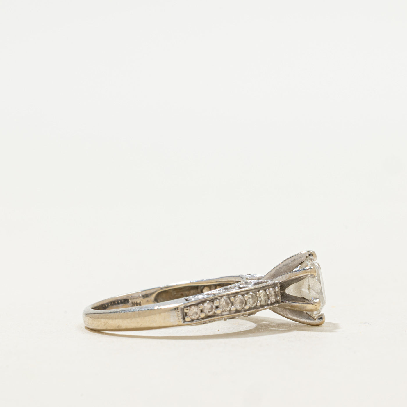 Scalloped Shank Diamond Engagement Ring | 1.20ctw | SZ 5.25 |