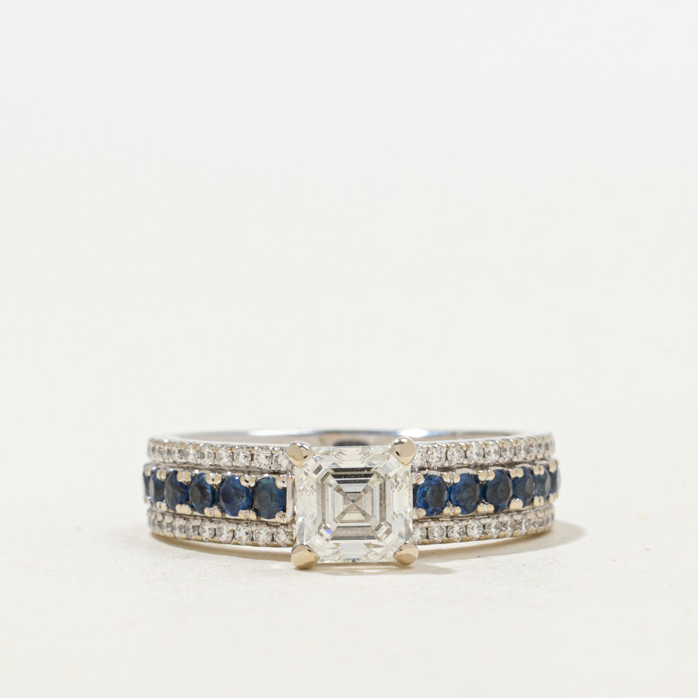 Diamond & Sapphire Engagement Ring | 1.65ctw VS1 F | SZ 6.25 |