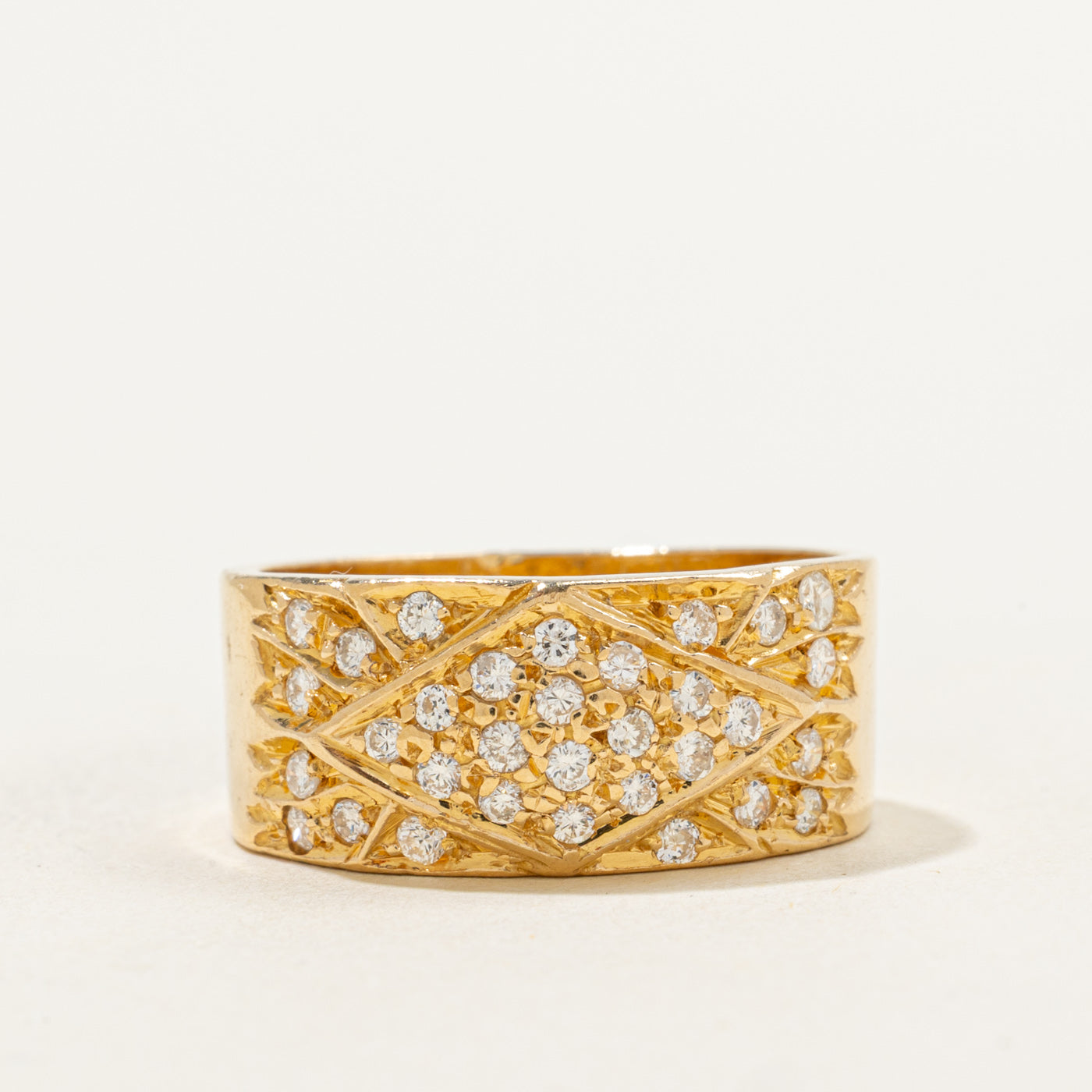 Bague large pavée de diamants | 0,50 ct | Taille 7,75 |