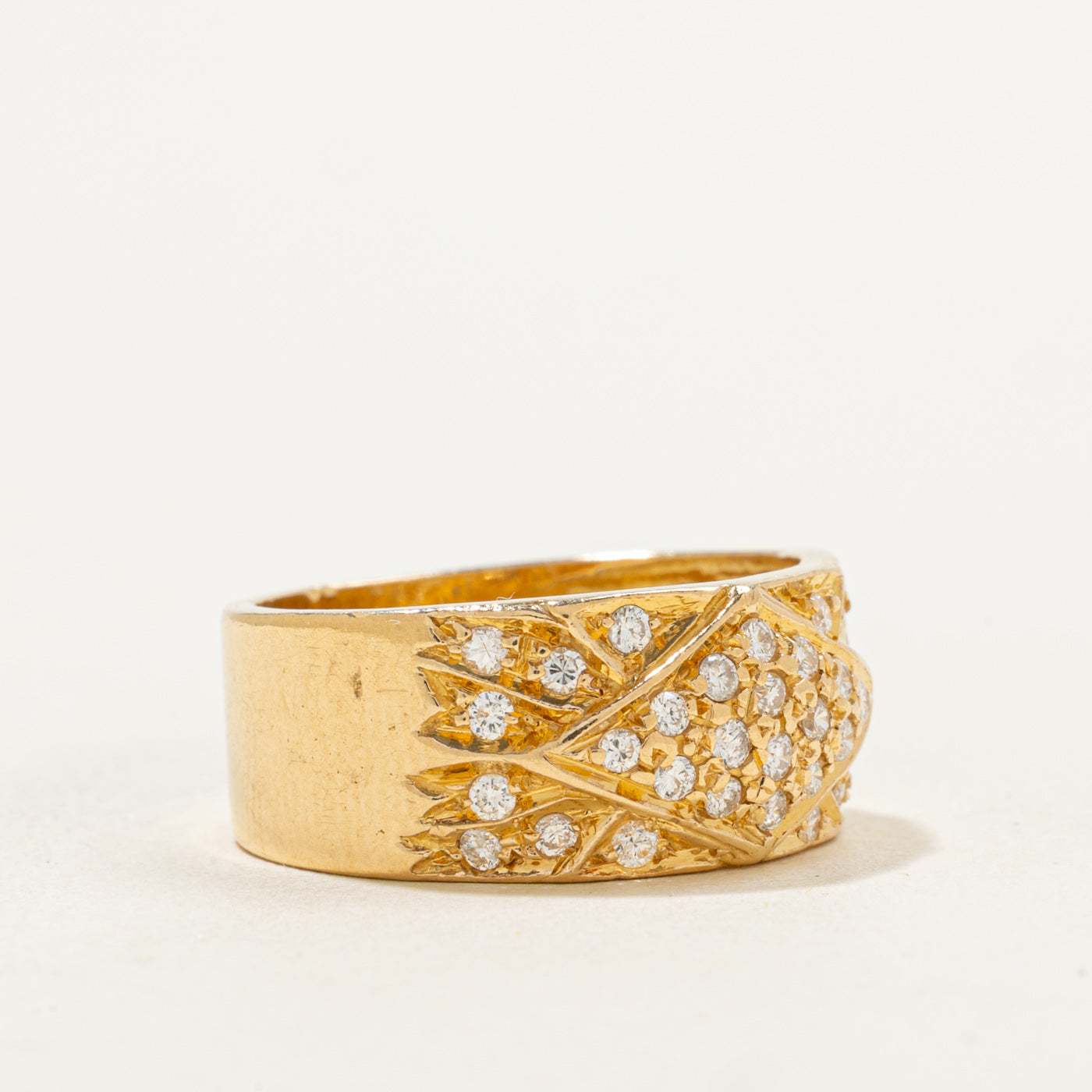 Bague large pavée de diamants | 0,50 ct | Taille 7,75 |