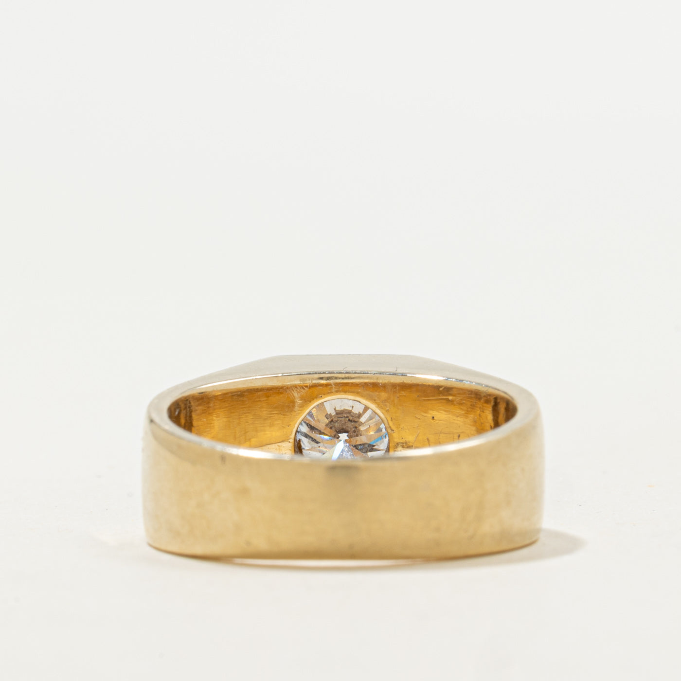 Austrian Hallmarked Solitaire Diamond Wide Ring | 0.90ctw | SZ 7 |