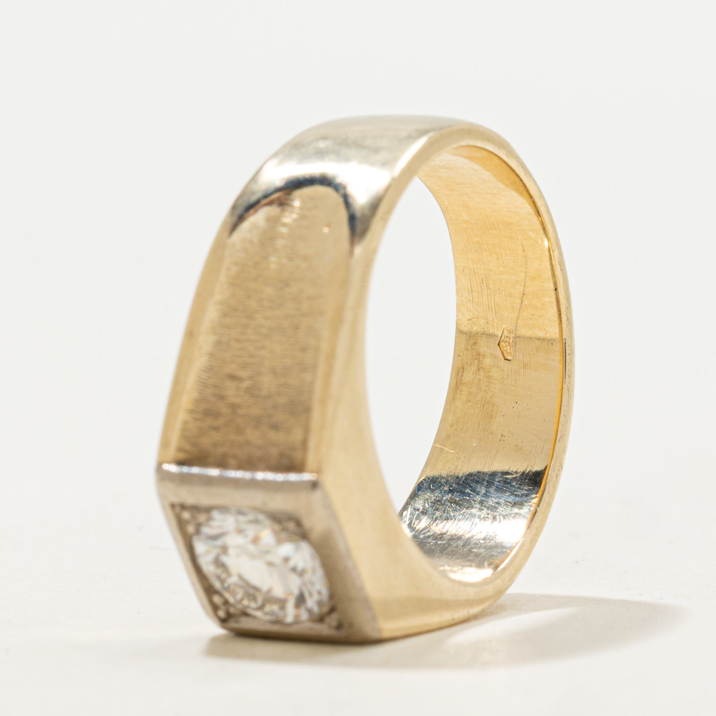 Austrian Hallmarked Solitaire Diamond Wide Ring | 0.90ctw | SZ 7 |