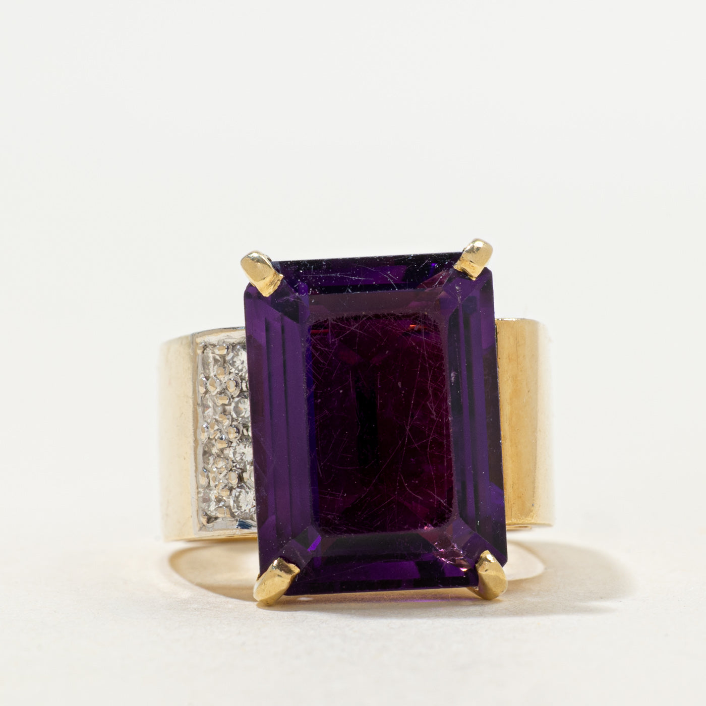 Amethyst & Diamond Cocktail Ring | 9.75ct, 0.16ctw | SZ 7 |