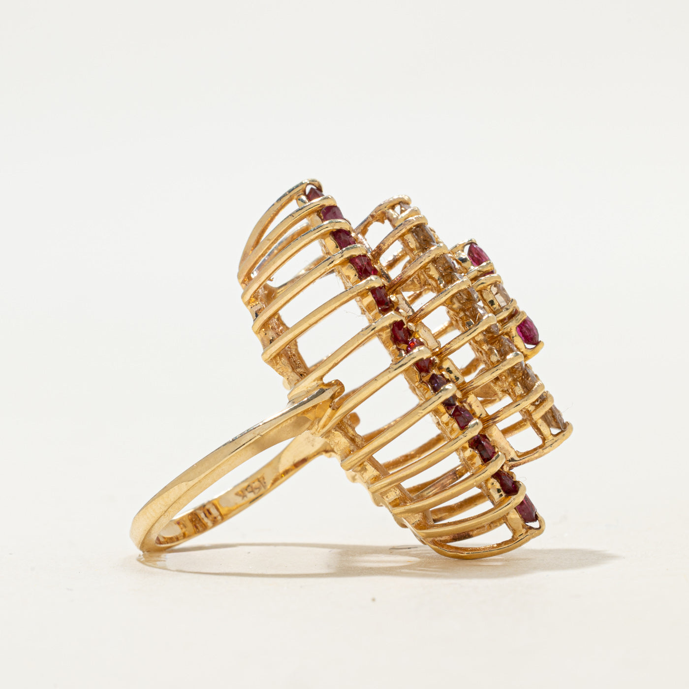 Marquise Shaped Cage Raised Cocktail 14k Ring | 2.92 ctw, 1.69ctw | Sz 6