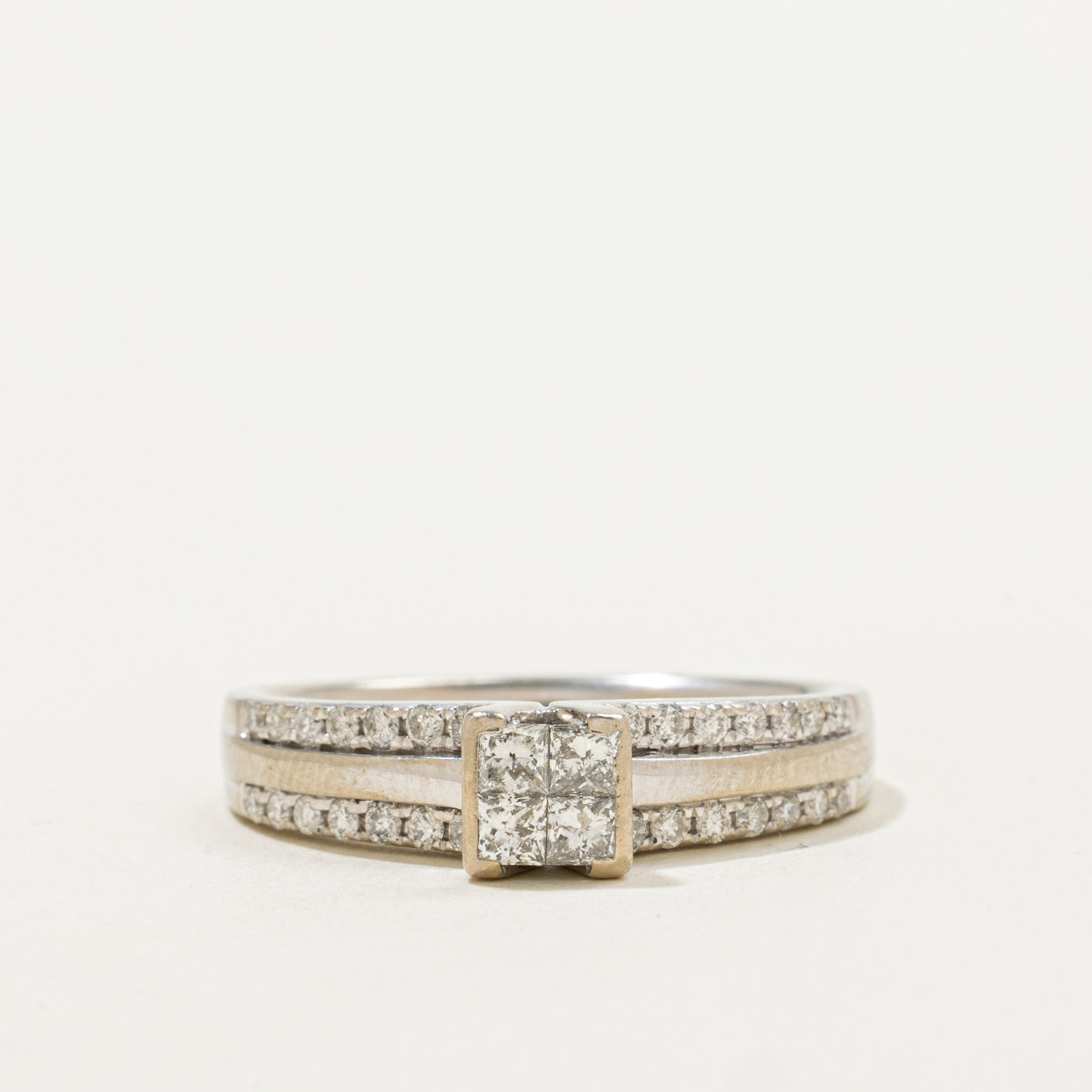 Quad Set Pave Detailed Engagement Ring | 0.57ctw | SZ 7 |
