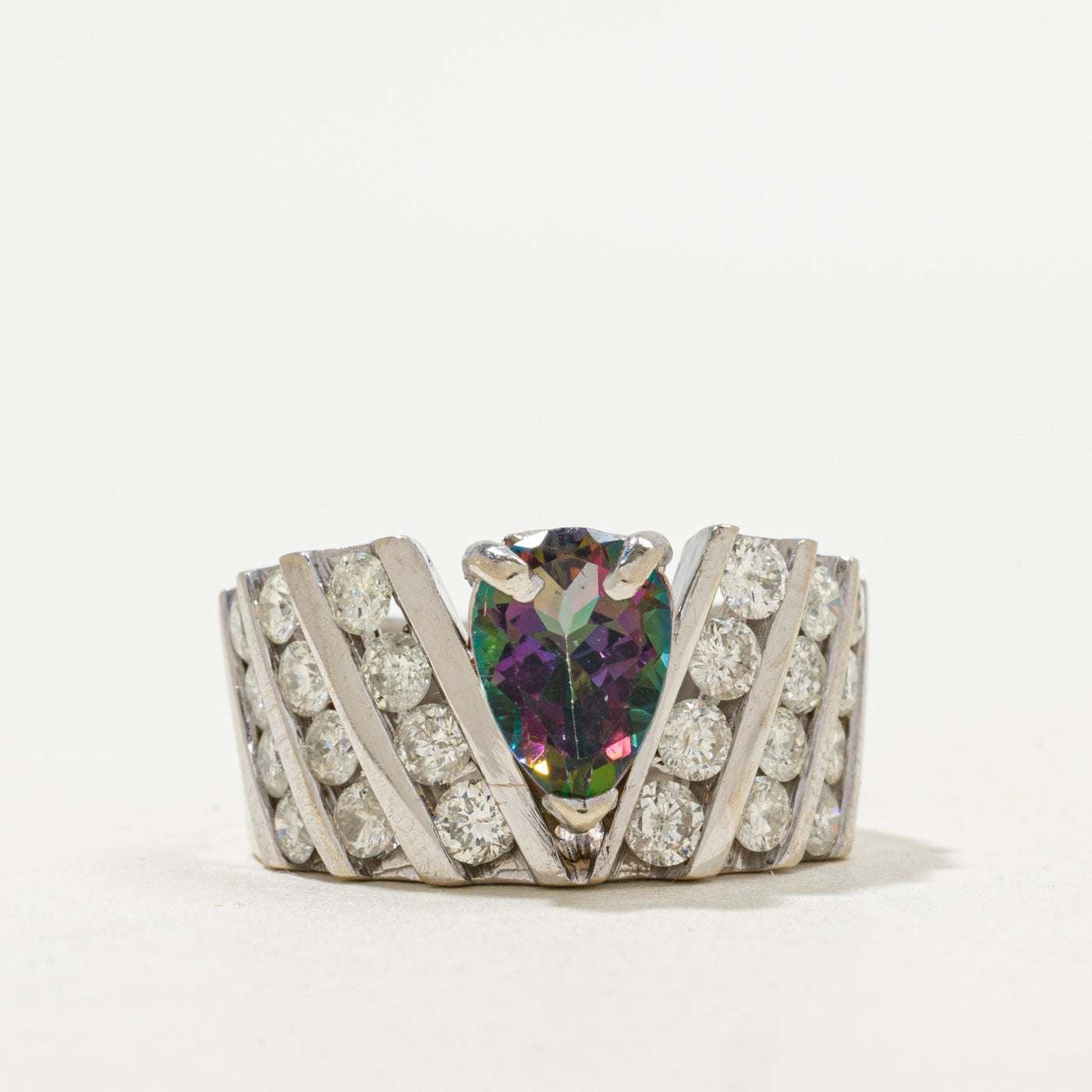 Mystic Topaz & Diamond Cocktail Ring | 2.00ct, 2.00ctw | SZ 8 |