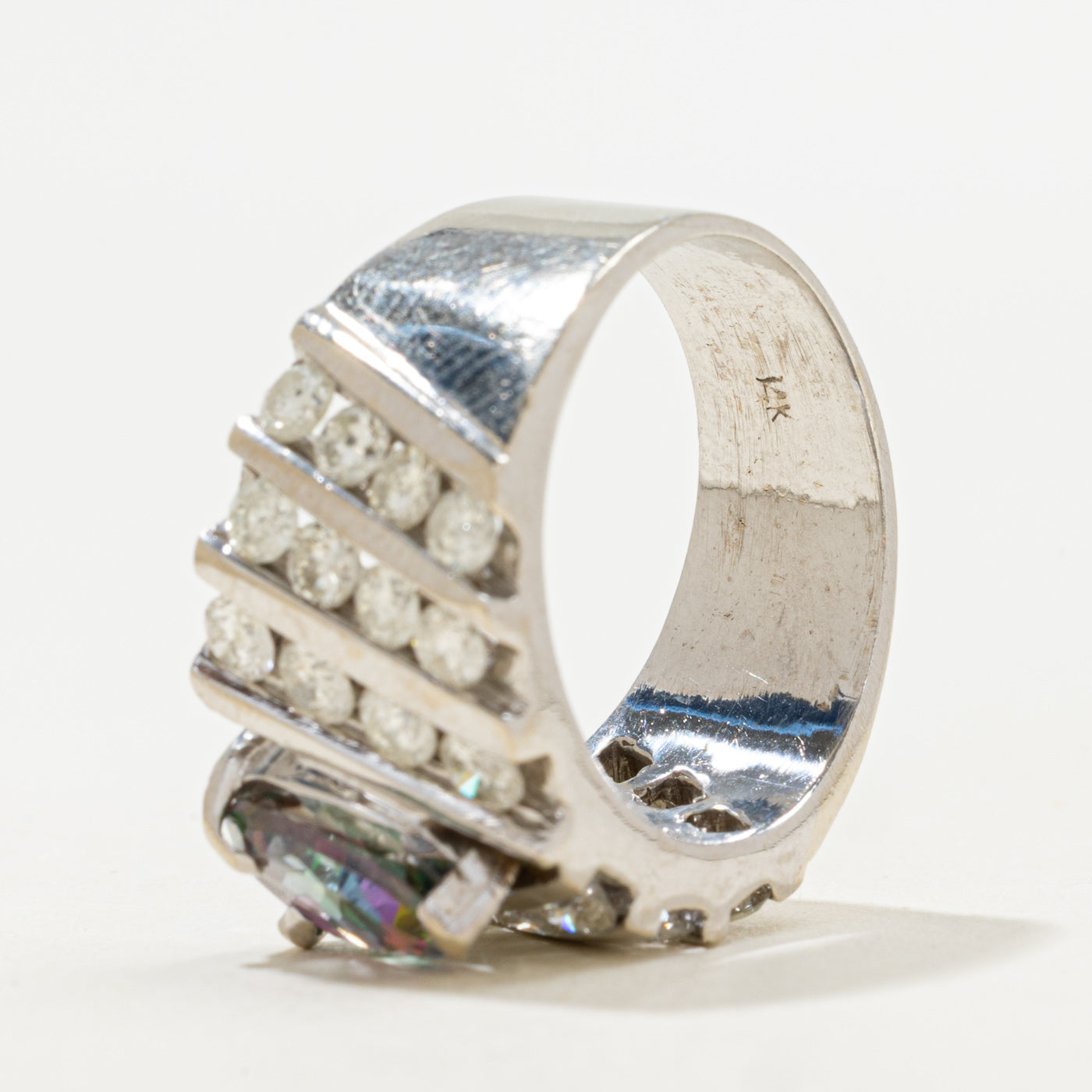 Bague cocktail en topaze mystique et diamants | 2,00 ct, 2,00 ct au total | Taille 8 |