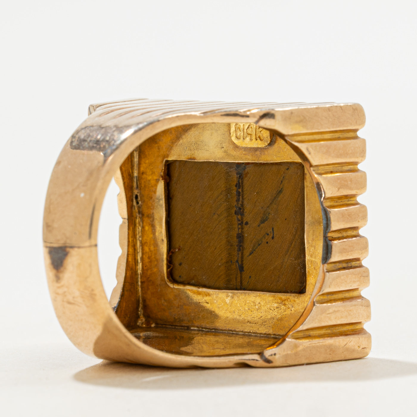 Tiger Eye Grooved Cocktail Ring | 8.00ct | SZ 9.75 |