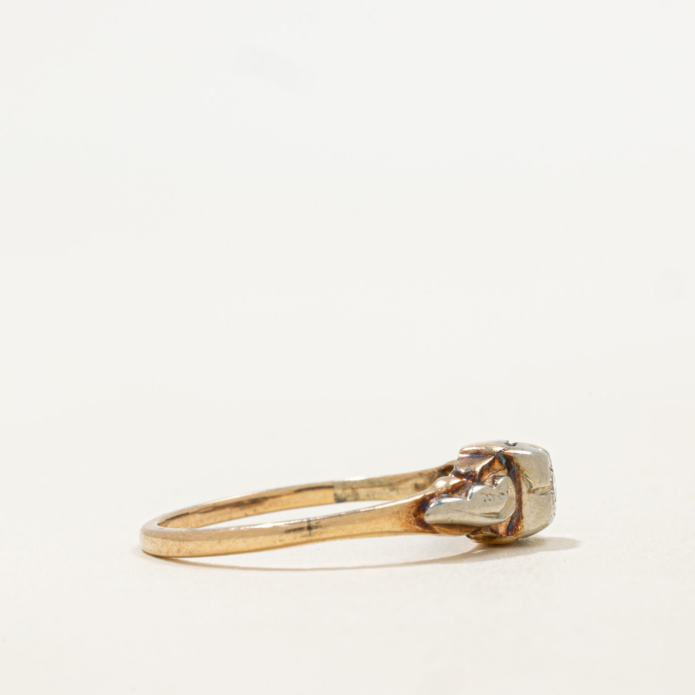 10K Two Tone Gold Diamond Textured Ring | SZ 5.75 |