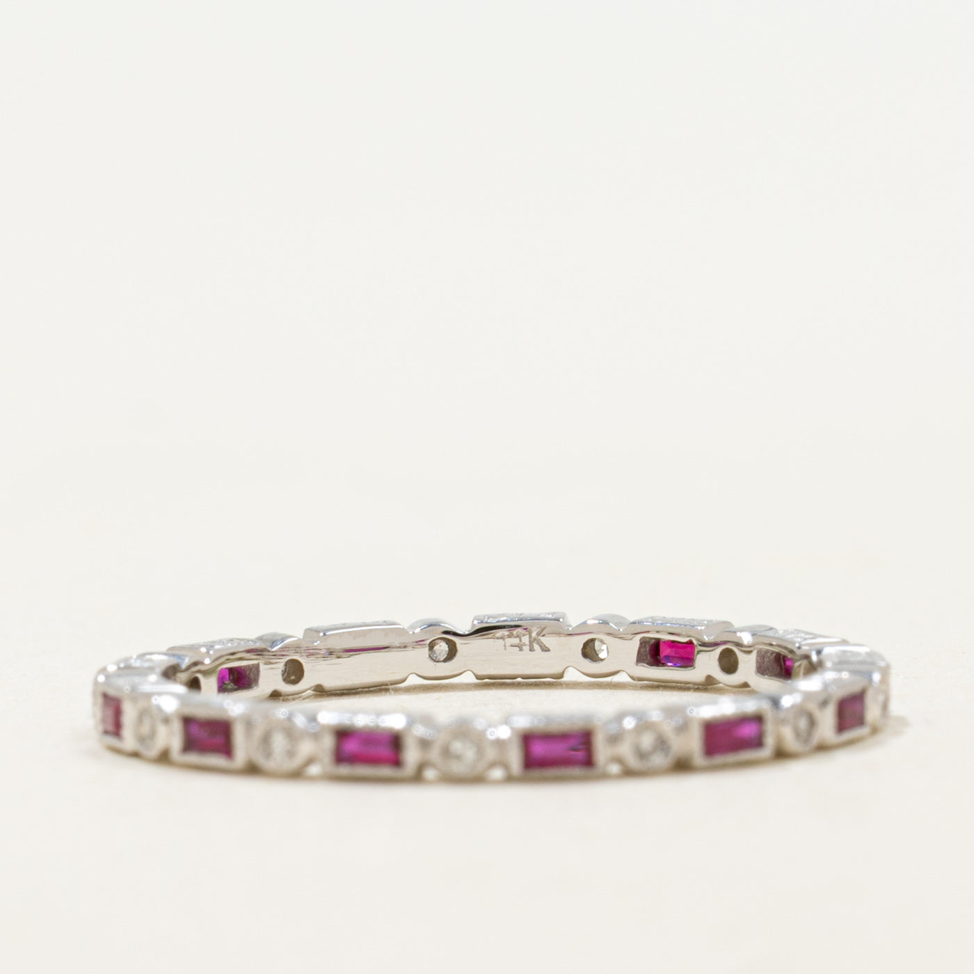 '100 Ways' Art Deco Inspired Ruby & Diamond Eternity Band | 0.40ctw, 0.08ctw | SZ 6.75 |