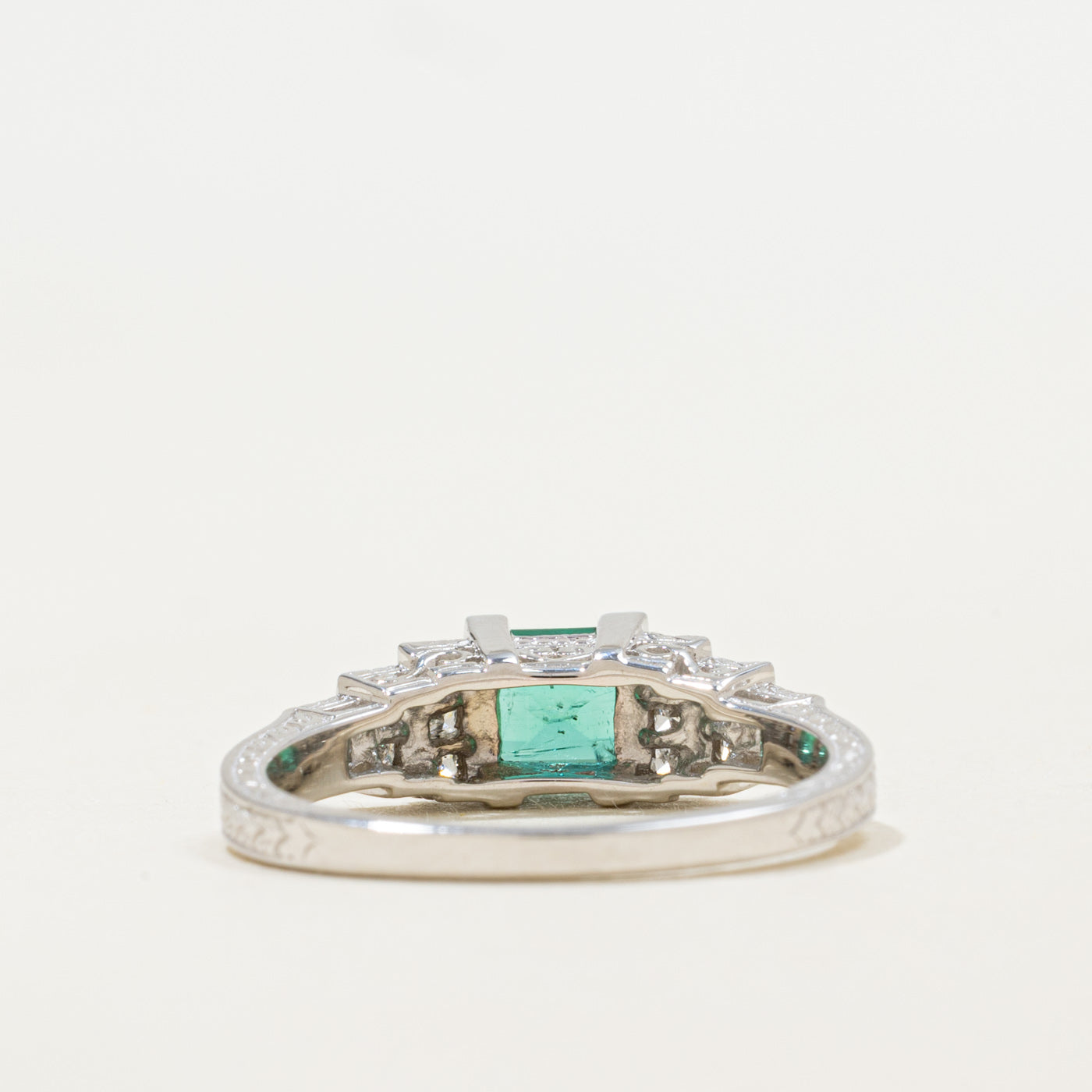 '100 Ways' Art Deco Inspired Emerald & Diamond Ring | 0.65ct, 0.25ctw | 6.75 |