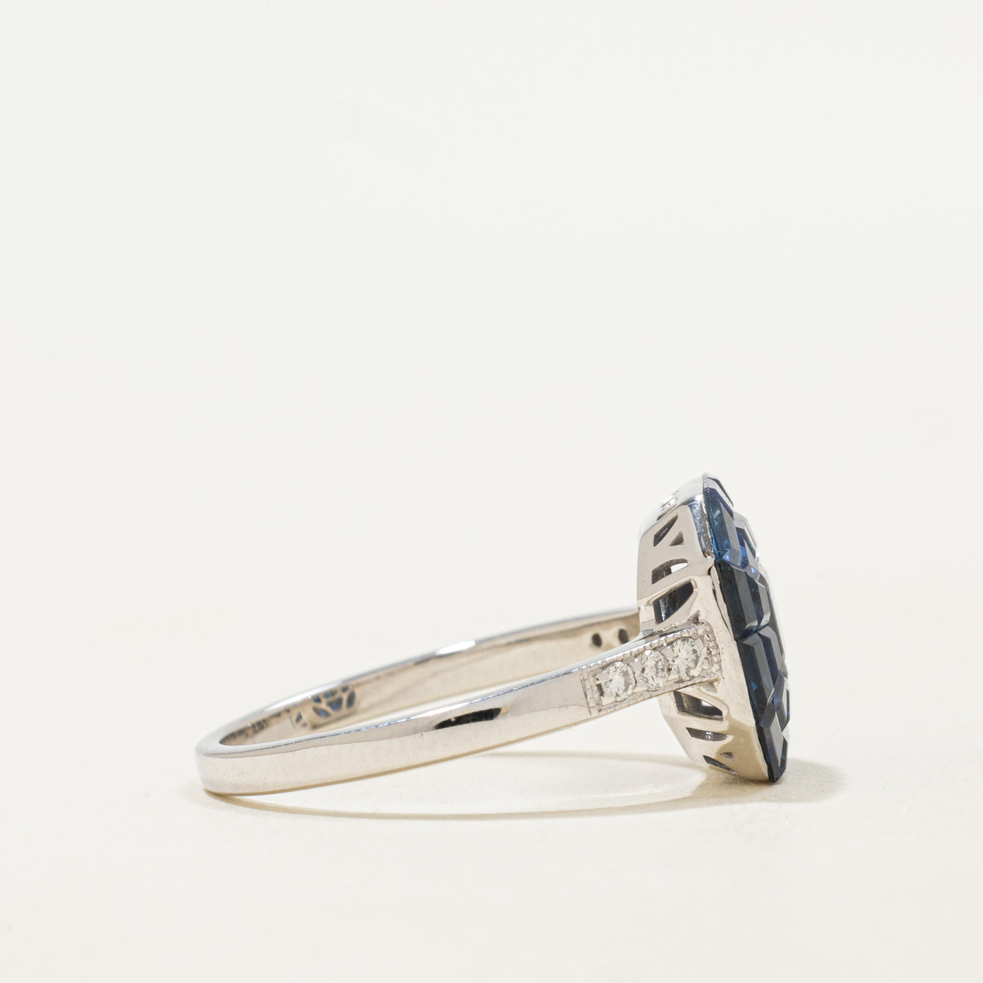 '100 Ways' Art Deco Inspired Invisible Set Sapphire & Diamond Ring | 4.1ctw, 0.09ctw | SZ 6.75 |