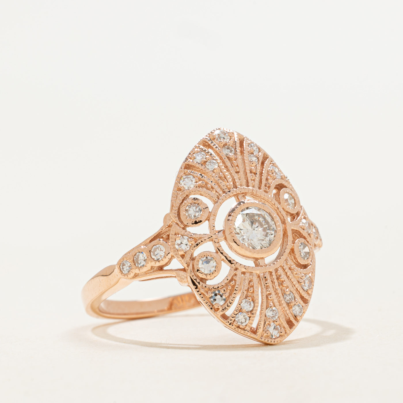 '100 Ways' Art Deco Inspired Rose Gold Diamond Ring | 0.49ctw | SZ 6.75 |