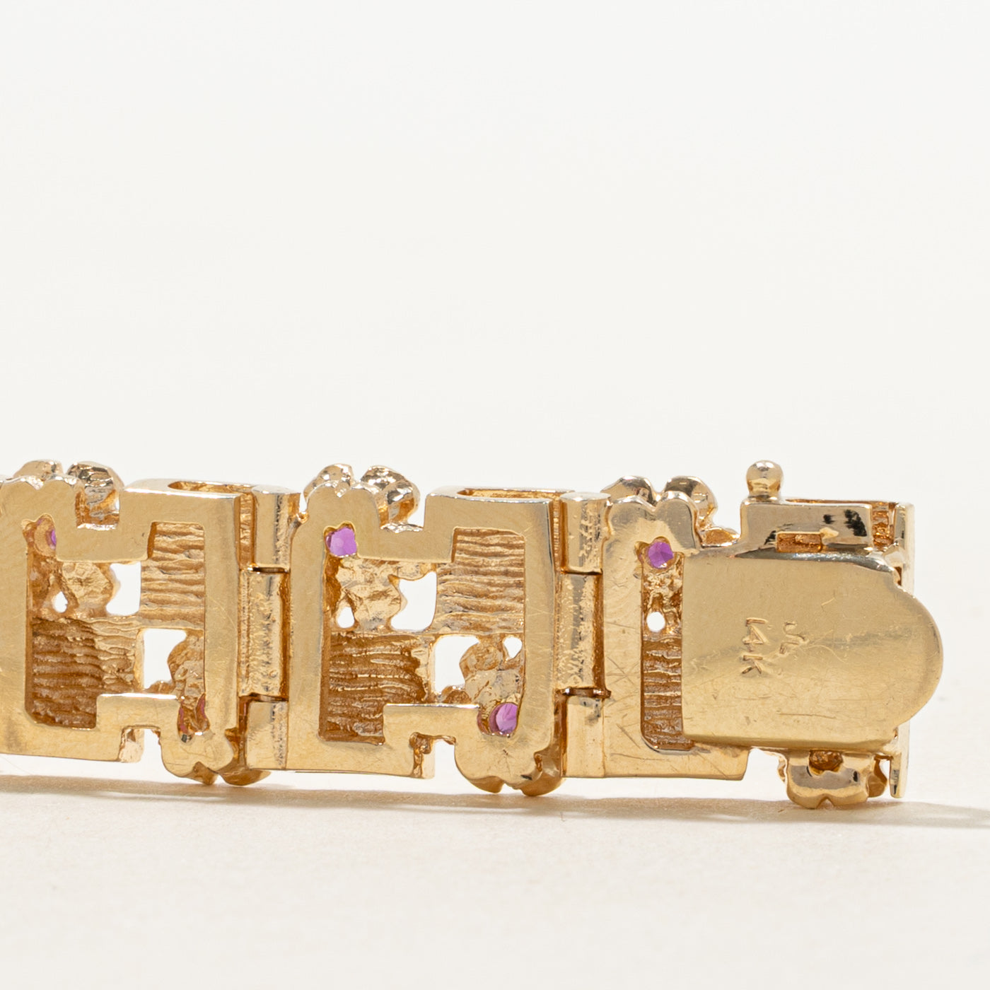 Austrian Crystal Floral Textured Link Bracelet | 0.09ctw | 7.5" |