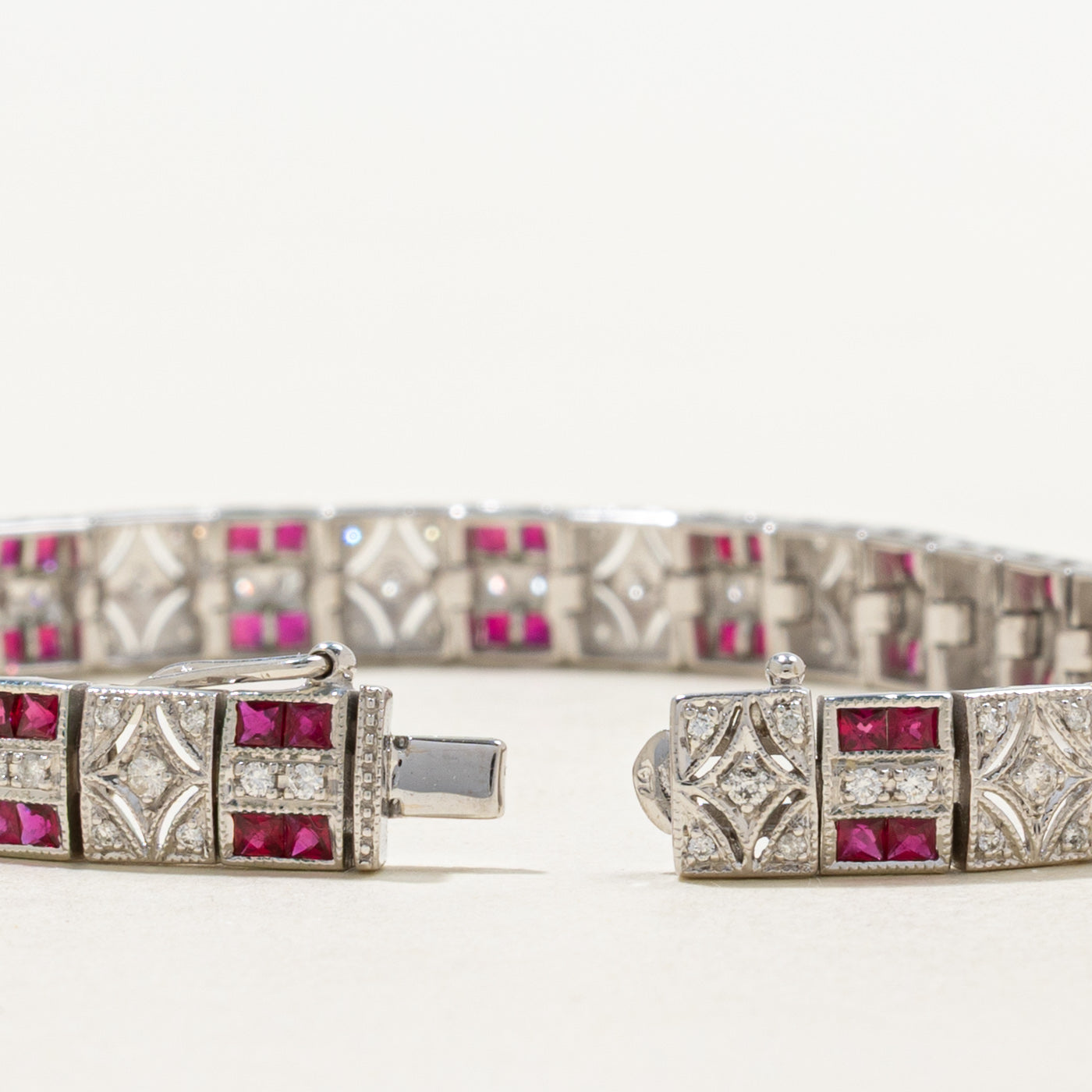 '100 Ways' Art Deco Inspired Ruby & Diamond Bracelet | 2.80ctw, 0.94ctw | 7" |