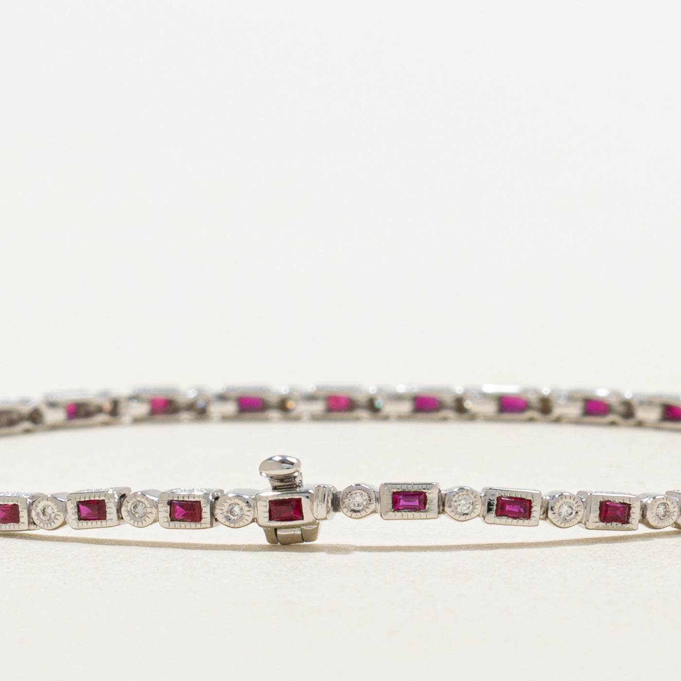 '100 Ways' Art Deco Inspired Ruby & Diamond Gemstone Bracelet | 1.05ctw, 0.22ctw | 7" |