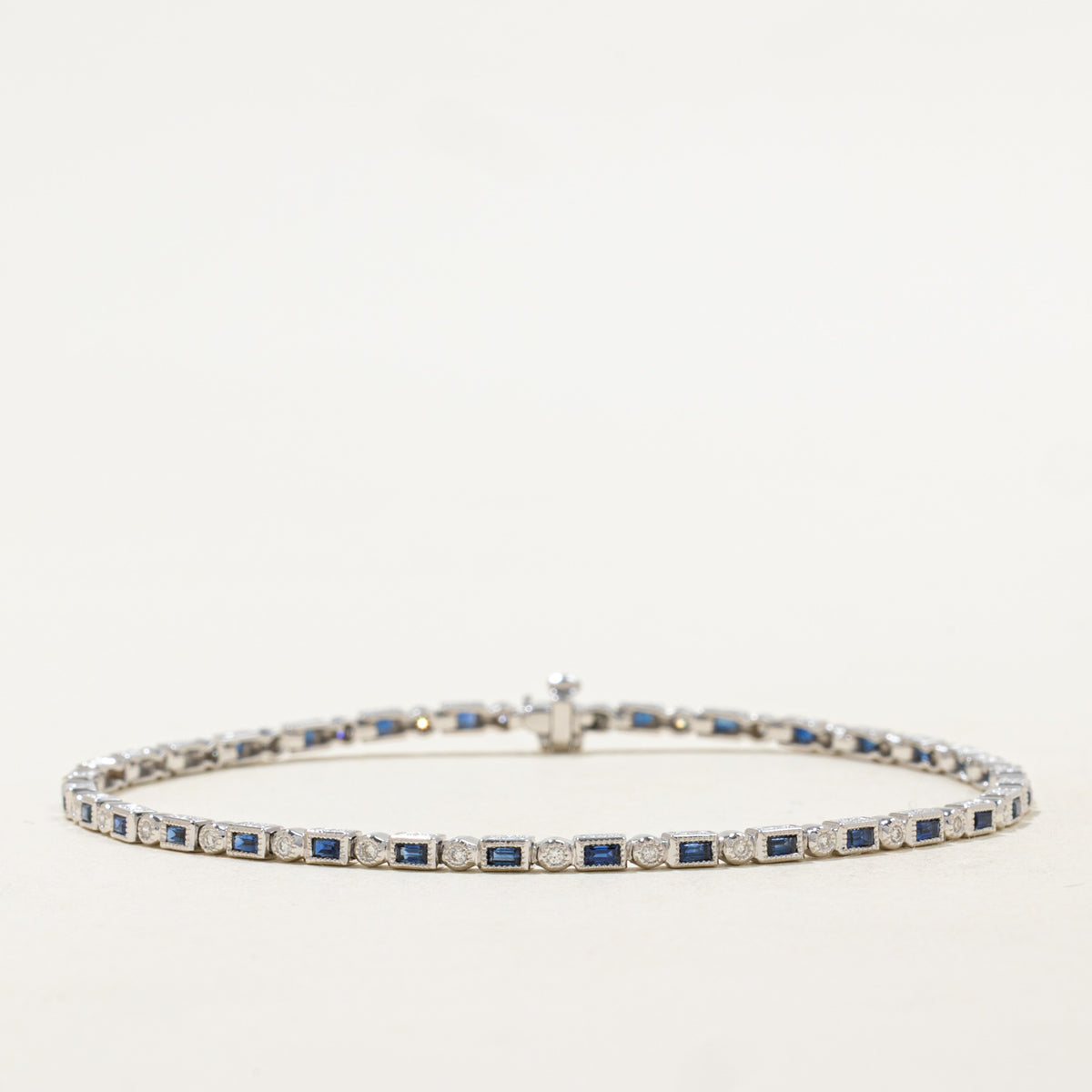 Bracelet En Argent Avec Saphirs Et Diamants - Bijou élégant Neuf Avec étiquettes