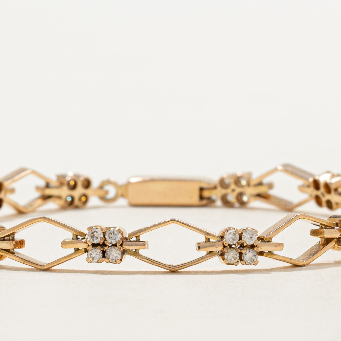 Diamond Cluster Geometric Link Bracelet | 1.00ctw | 7" |