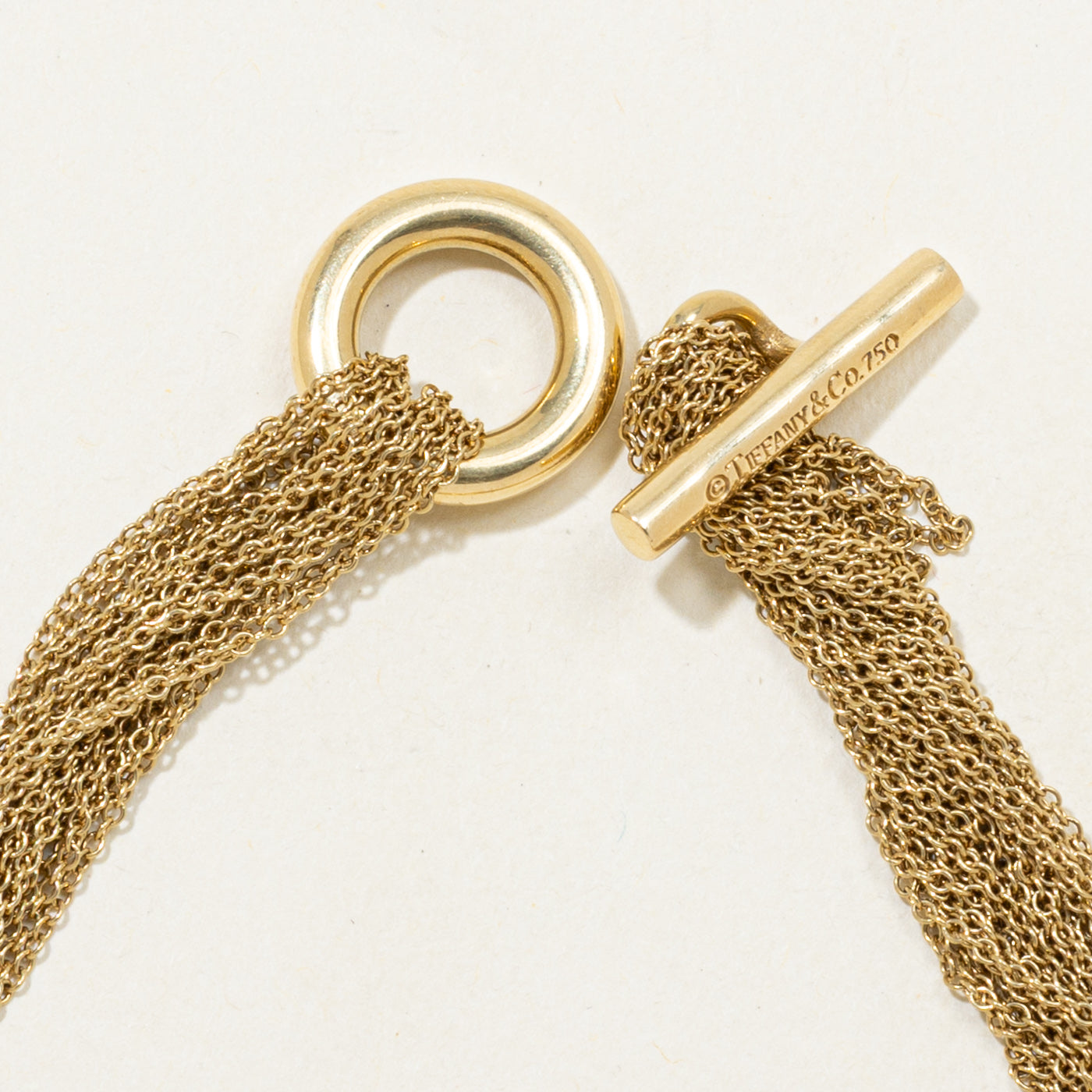 'Tiffany & Co.' 18k Multi Strand Mesh Circle Toggle Bracelet | 7.5" |