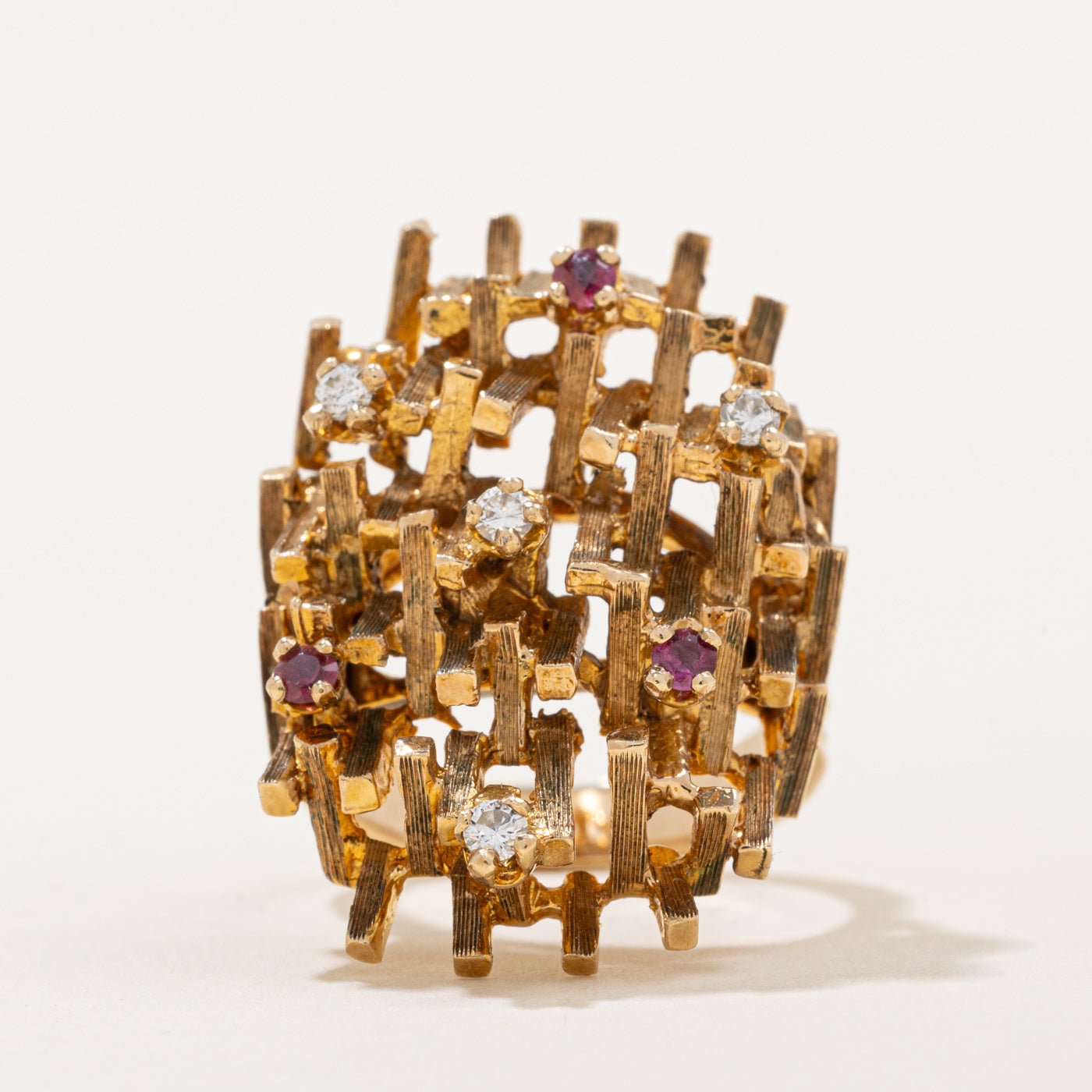 Diamond & Ruby Cocktail Ring | 0.12ctw, 0.12ctw | SZ 6.25 |