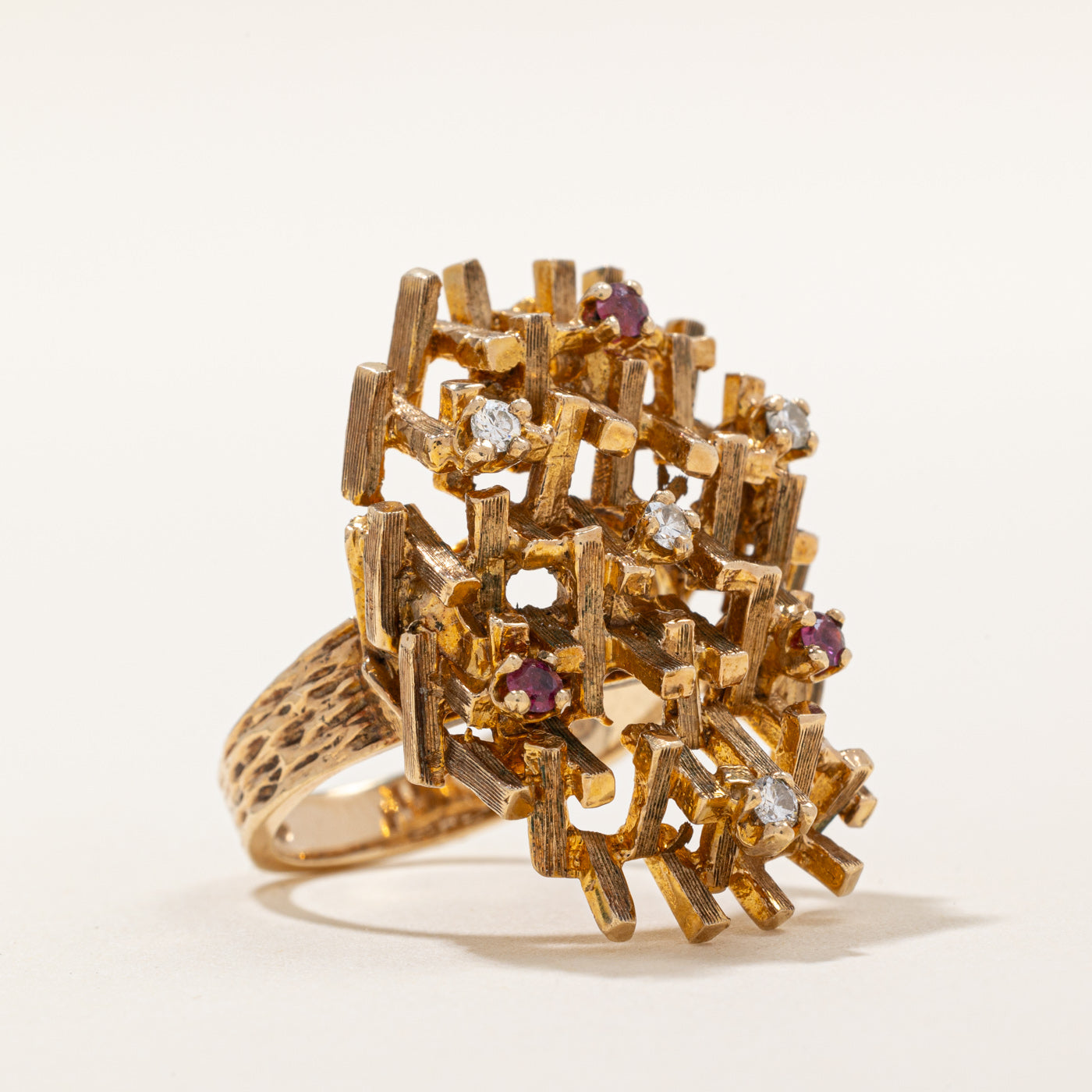 Diamond & Ruby Cocktail Ring | 0.12ctw, 0.12ctw | SZ 6.25 |