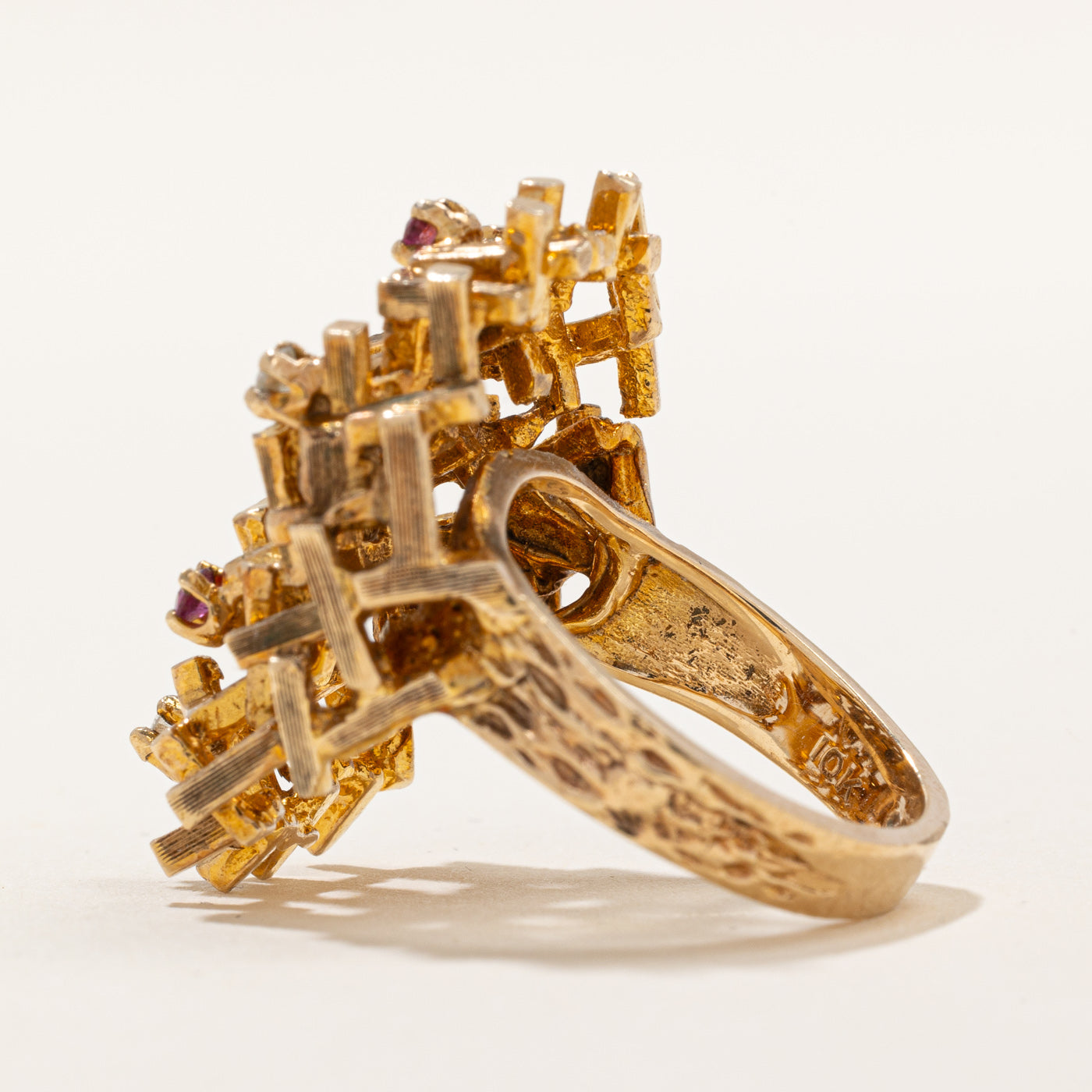 Diamond & Ruby Cocktail Ring | 0.12ctw, 0.12ctw | SZ 6.25 |