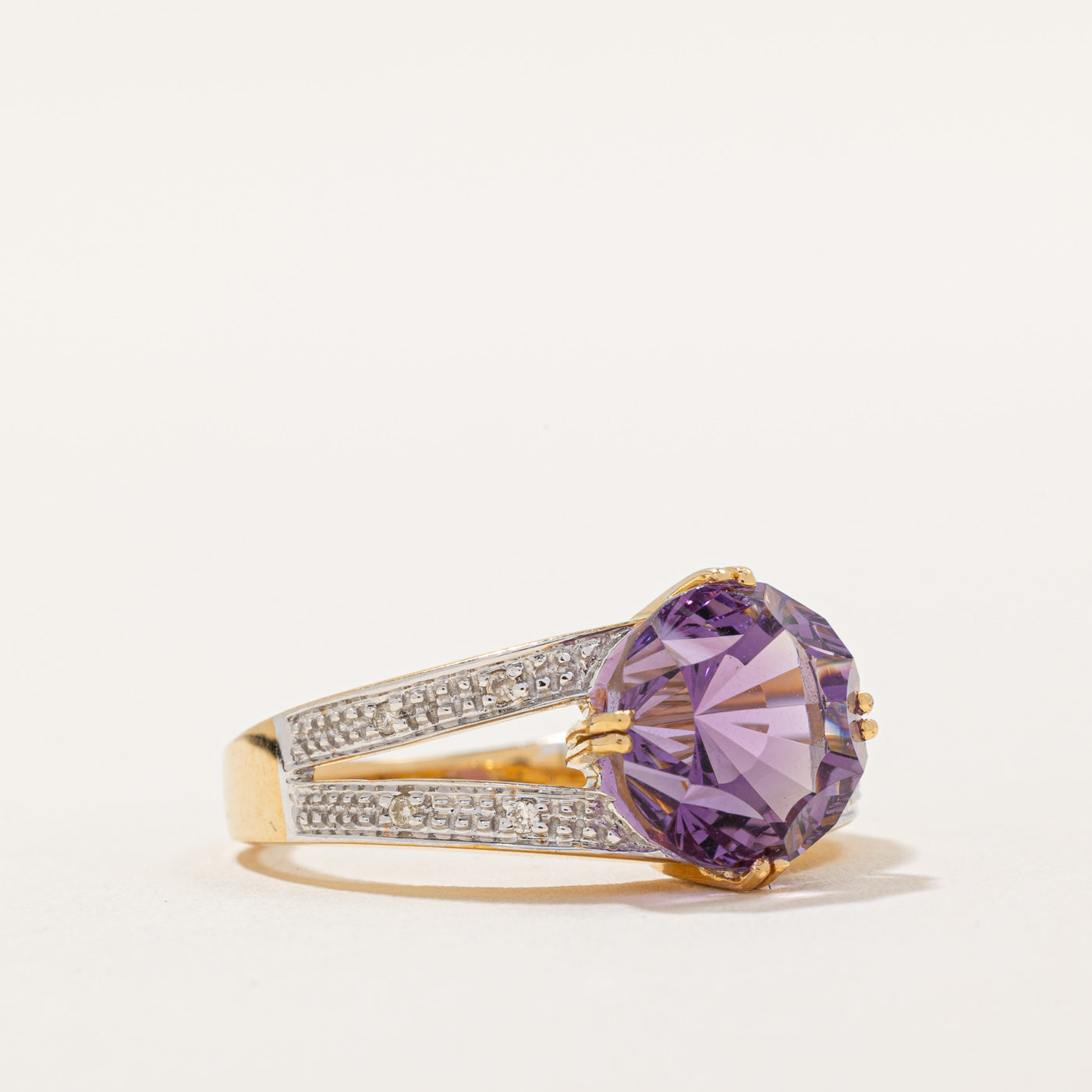 Amethyst & Diamond Cocktail Ring | 5.00ct, 0.04ctw | SZ 9 |
