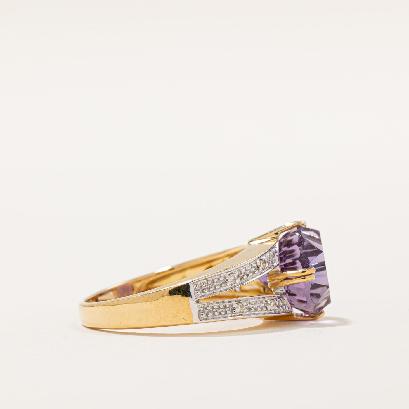 Amethyst & Diamond Cocktail Ring | 5.00ct, 0.04ctw | SZ 9 |