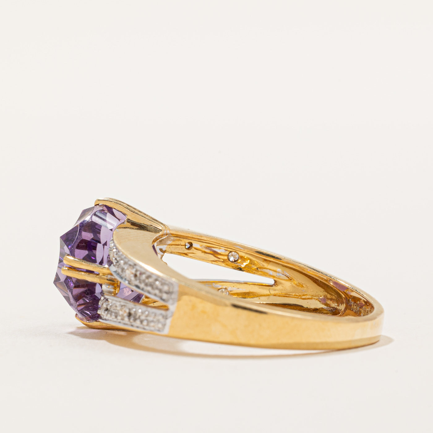 Amethyst & Diamond Cocktail Ring | 5.00ct, 0.04ctw | SZ 9 |