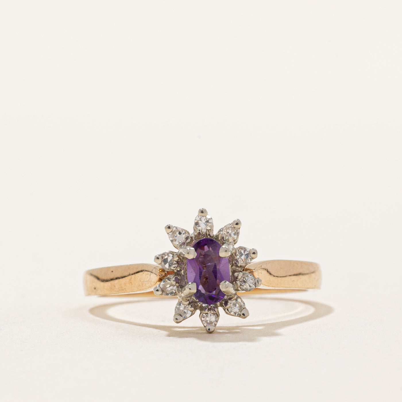 Amethyst & Diamond Cluster Set Ring | 0.15ct, 0.10ctw | SZ 6 |