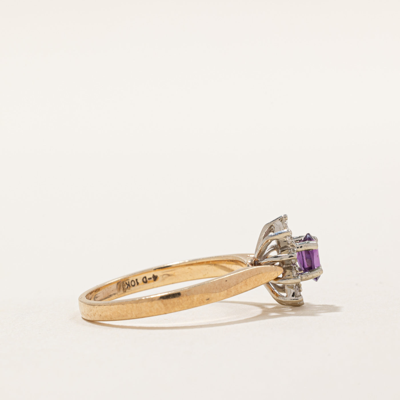 Amethyst & Diamond Cluster Set Ring | 0.15ct, 0.10ctw | SZ 6 |