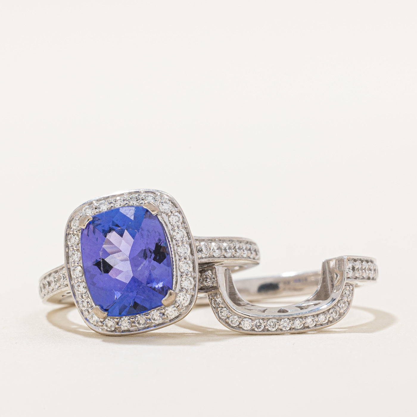 Tanzanite & Diamond Wedding Ring Set | 2.85ct, 0.50ctw | SZ 7.5 |