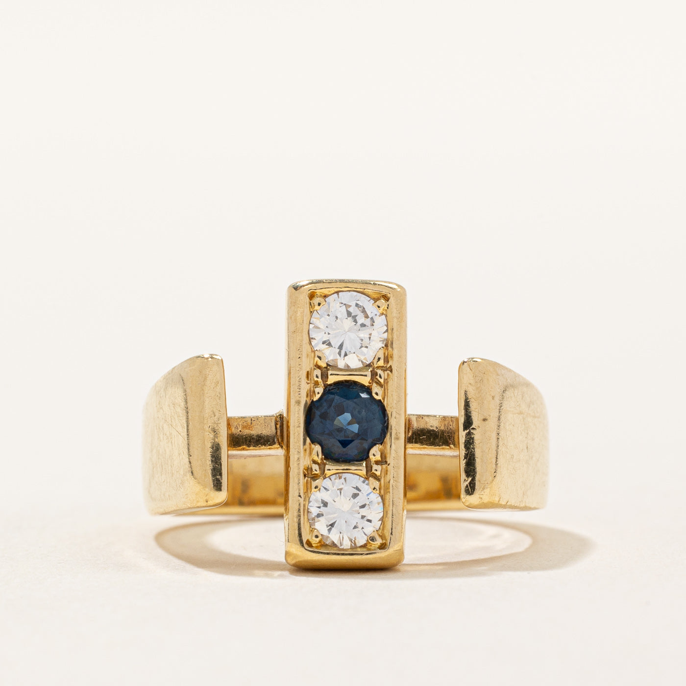Diamond & Sapphire Vertical Ring | 0.32ctw, 0.26ct | SZ 5.5 |