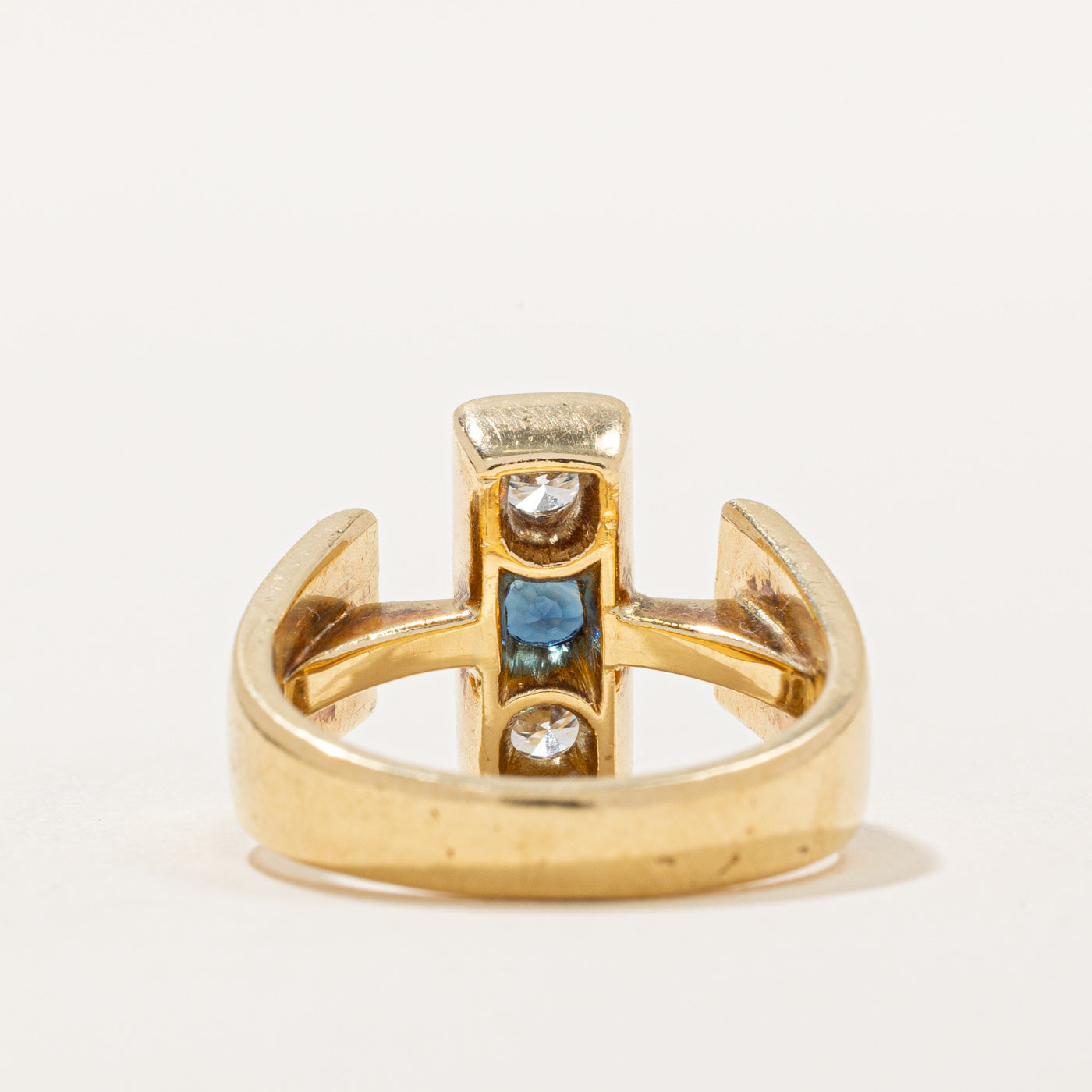 Diamond & Sapphire Vertical Ring | 0.32ctw, 0.26ct | SZ 5.5 |