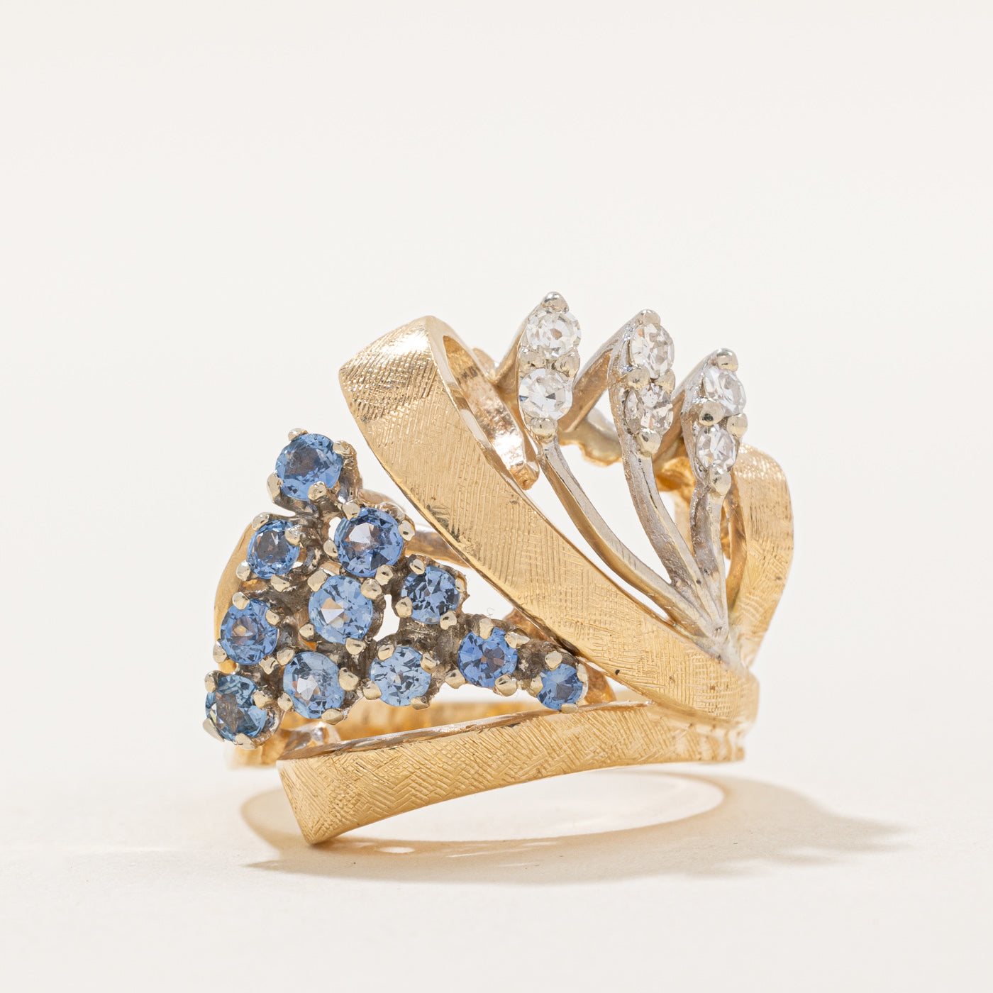 Sapphire & Diamond Abstract Cocktail Ring | 0.60ctw, 0.15ctw | SZ 6.5 |