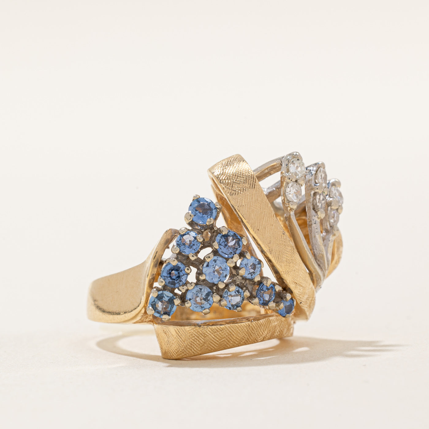Sapphire & Diamond Abstract Cocktail Ring | 0.60ctw, 0.15ctw | SZ 6.5 |