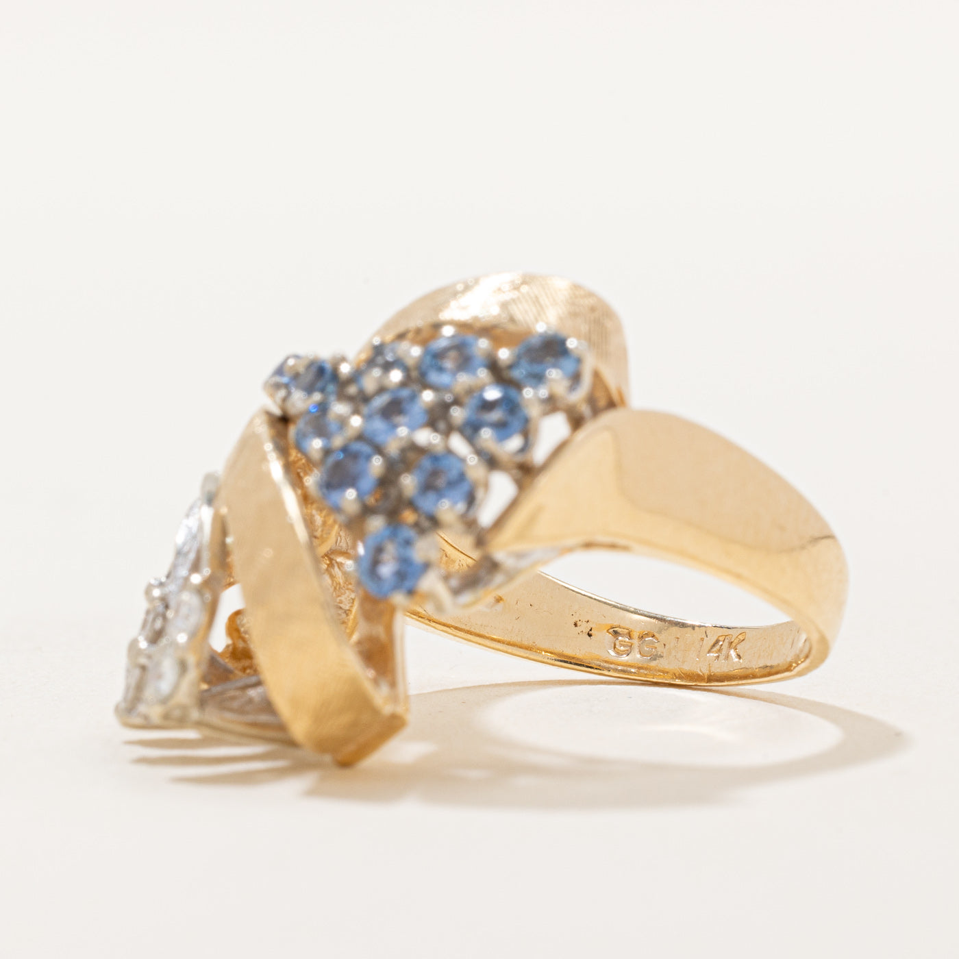 Sapphire & Diamond Abstract Cocktail Ring | 0.60ctw, 0.15ctw | SZ 6.5 |